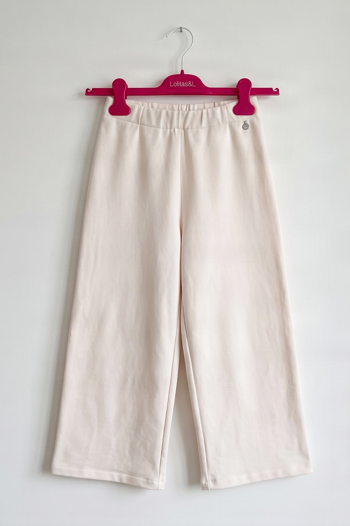 Pantalón Ancho Beige con Cintura Elástica Preloved