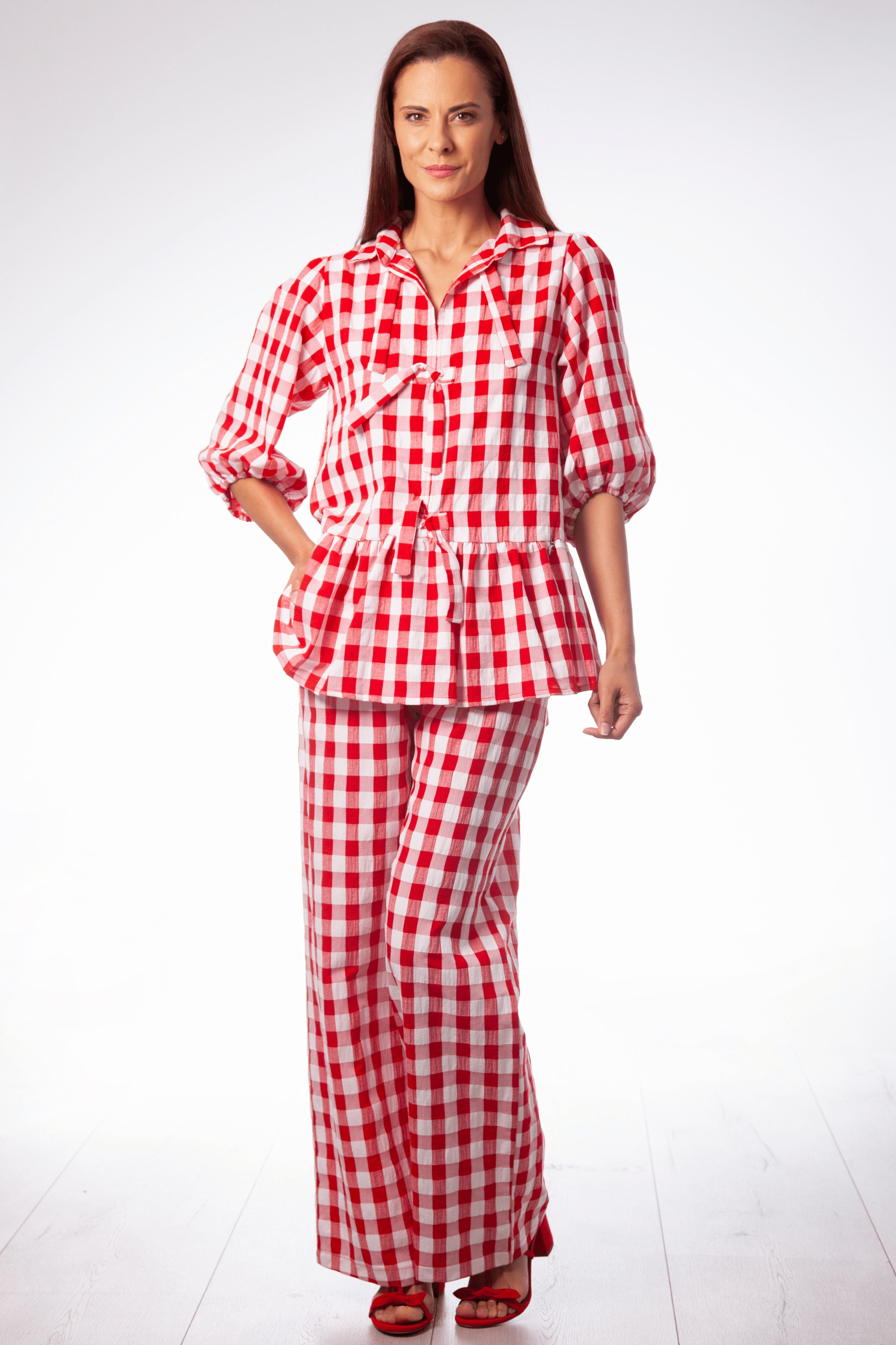 Camisa cuadros rojos anudada con lazos Lolitas&L - lolitasyl.com