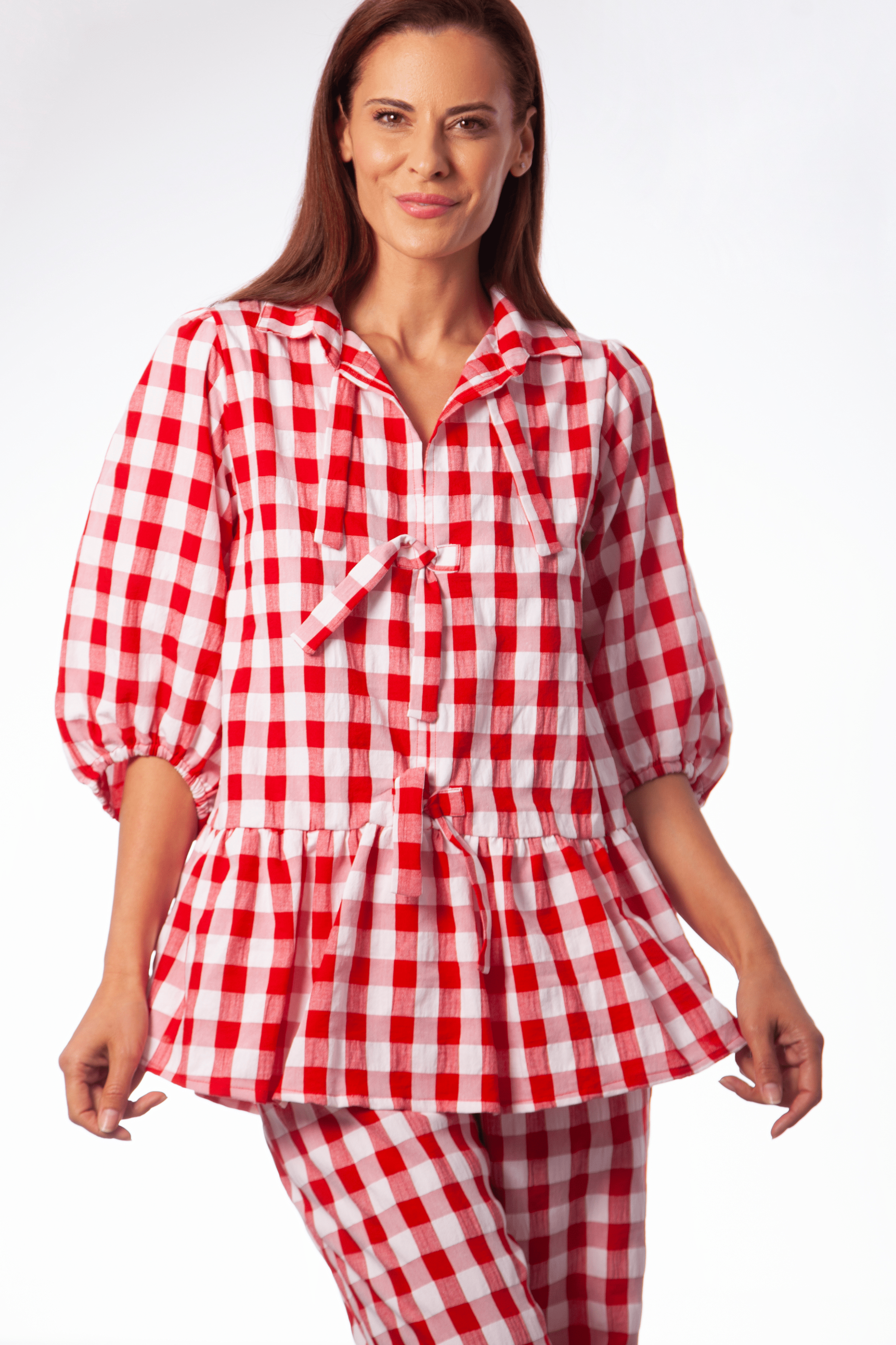 Camisa cuadros rojos anudada con lazos Lolitas&L - lolitasyl.com