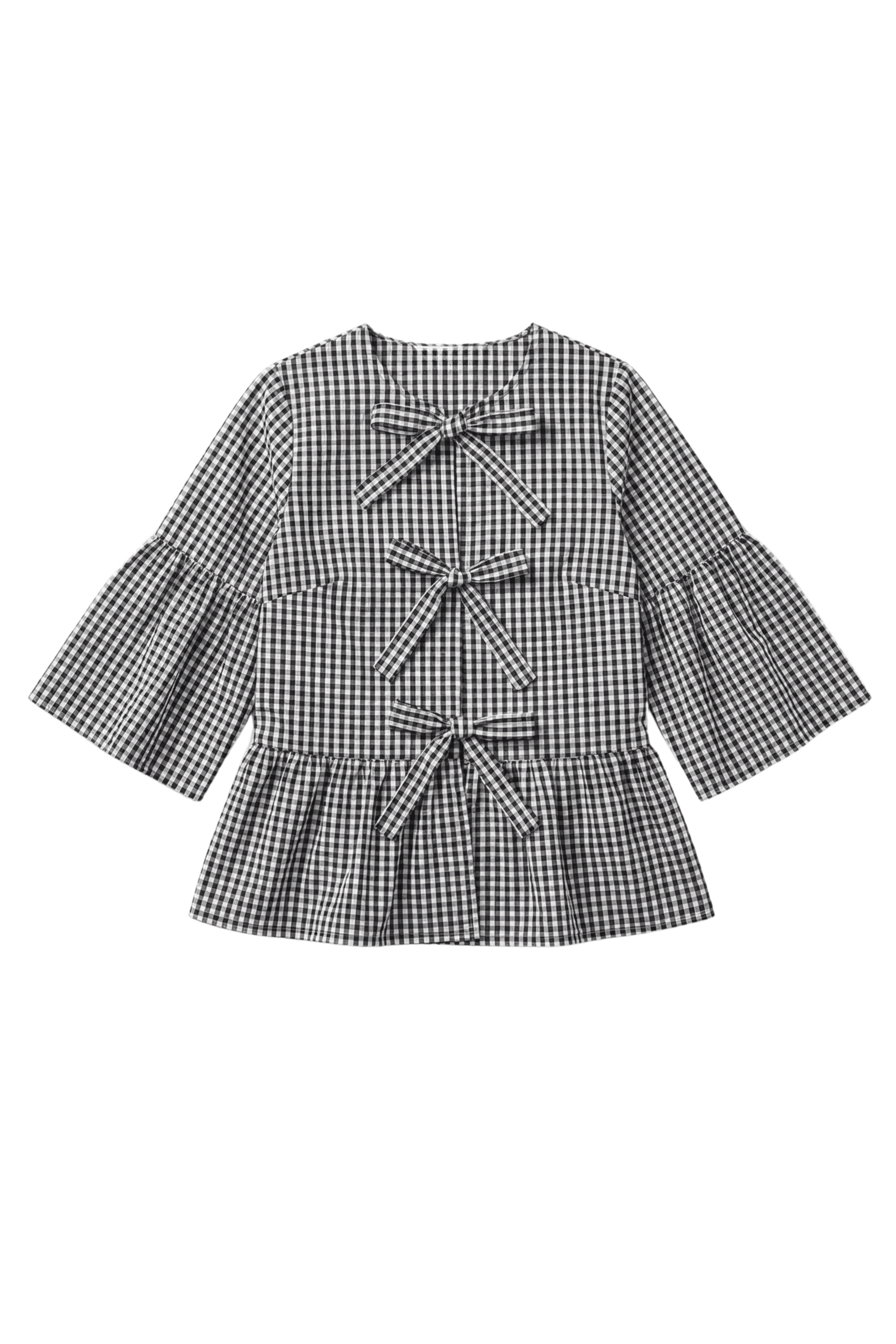 Camisa estampado vichy negra anudada en delantero Lolitas&L - lolitasyl.com