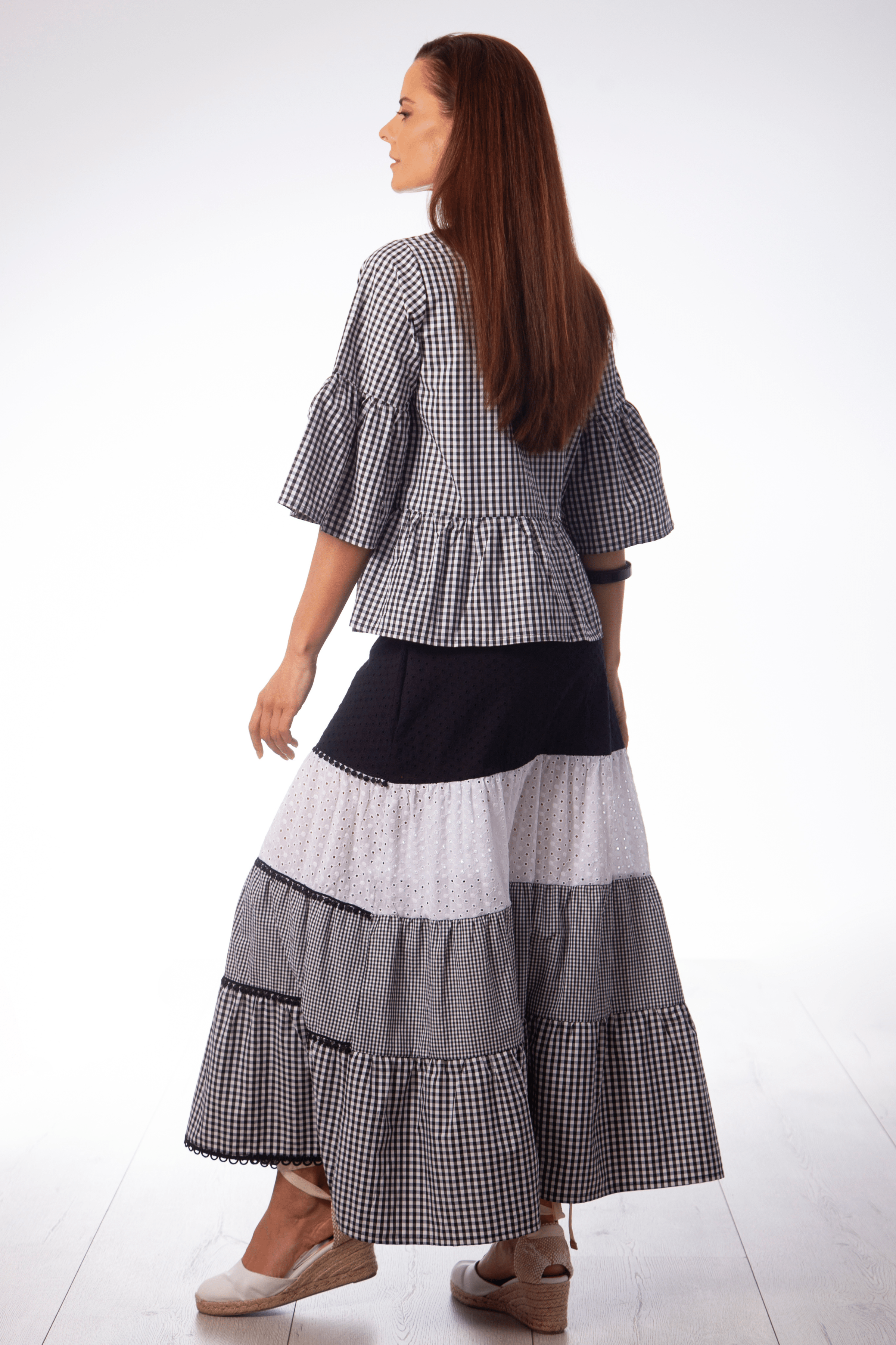 Camisa estampado vichy negra anudada en delantero Lolitas&L - lolitasyl.com