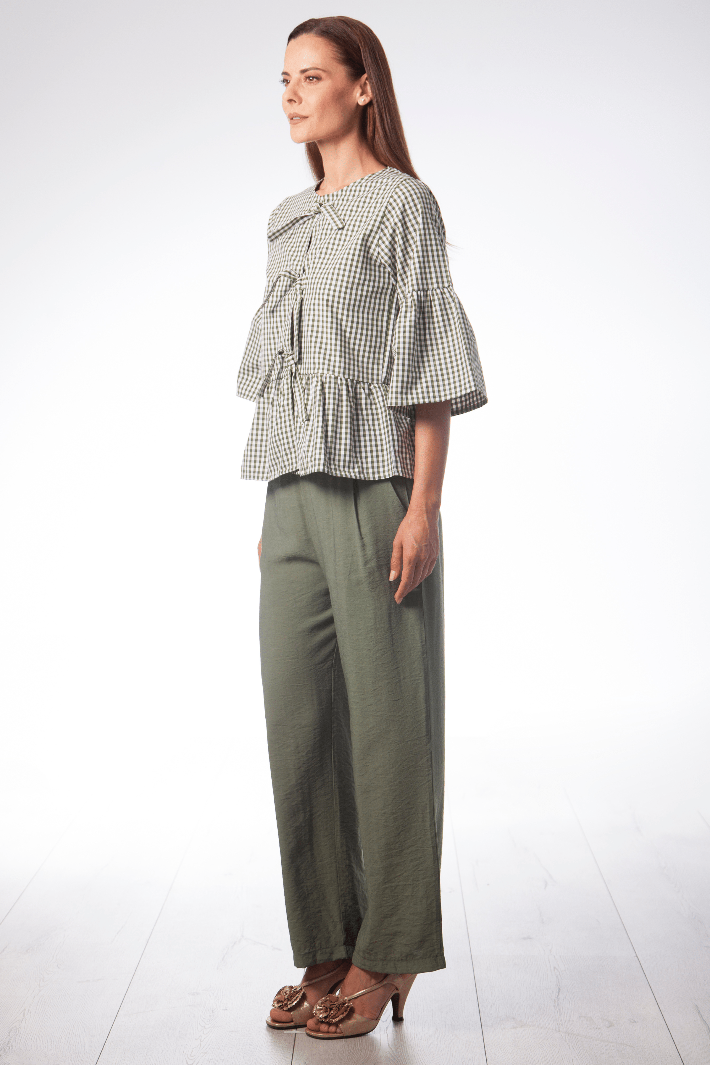 Camisa estampado vichy verde anudada en delantero Lolitas&L - lolitasyl.com