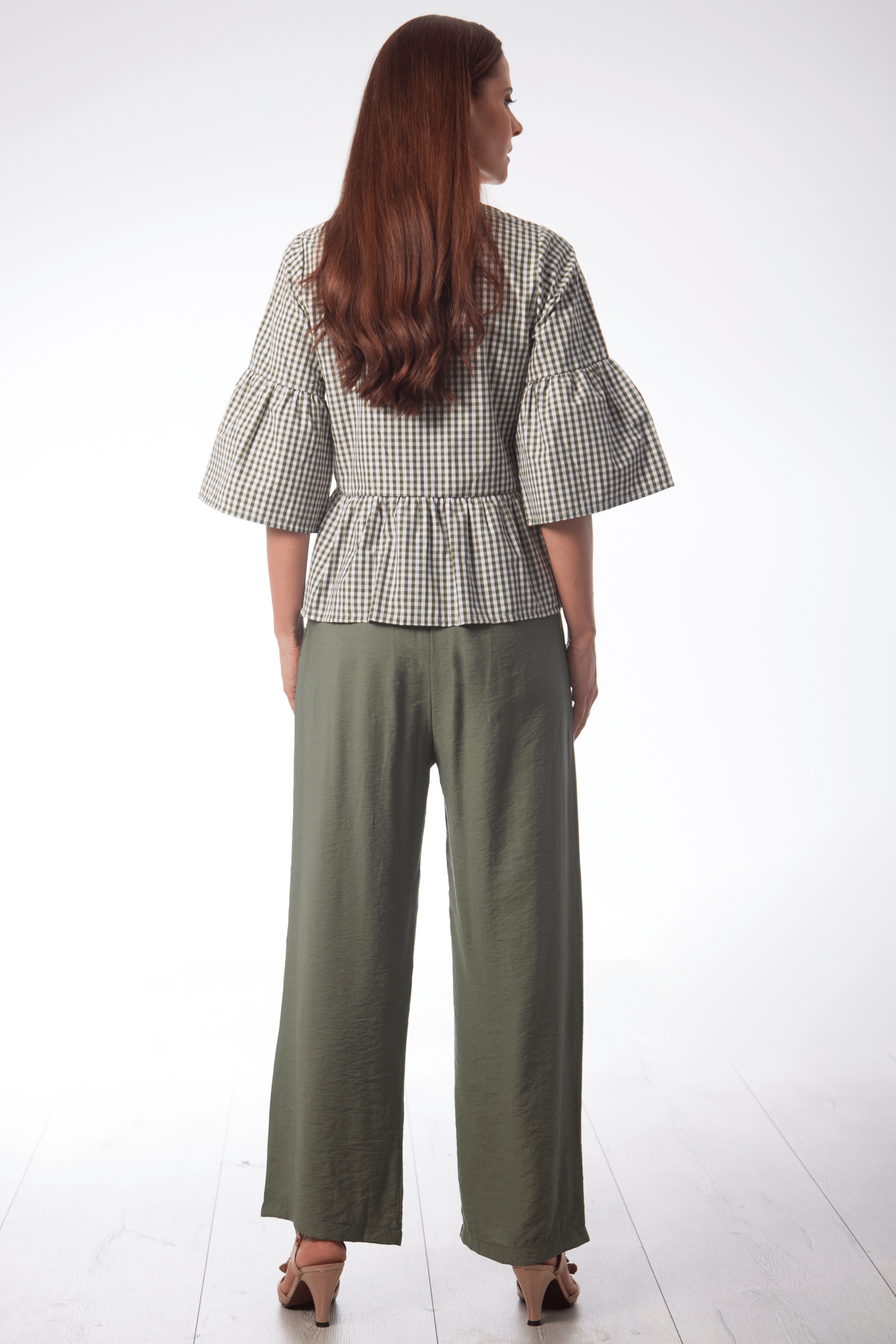 Camisa estampado vichy verde anudada en delantero Lolitas&L - lolitasyl.com