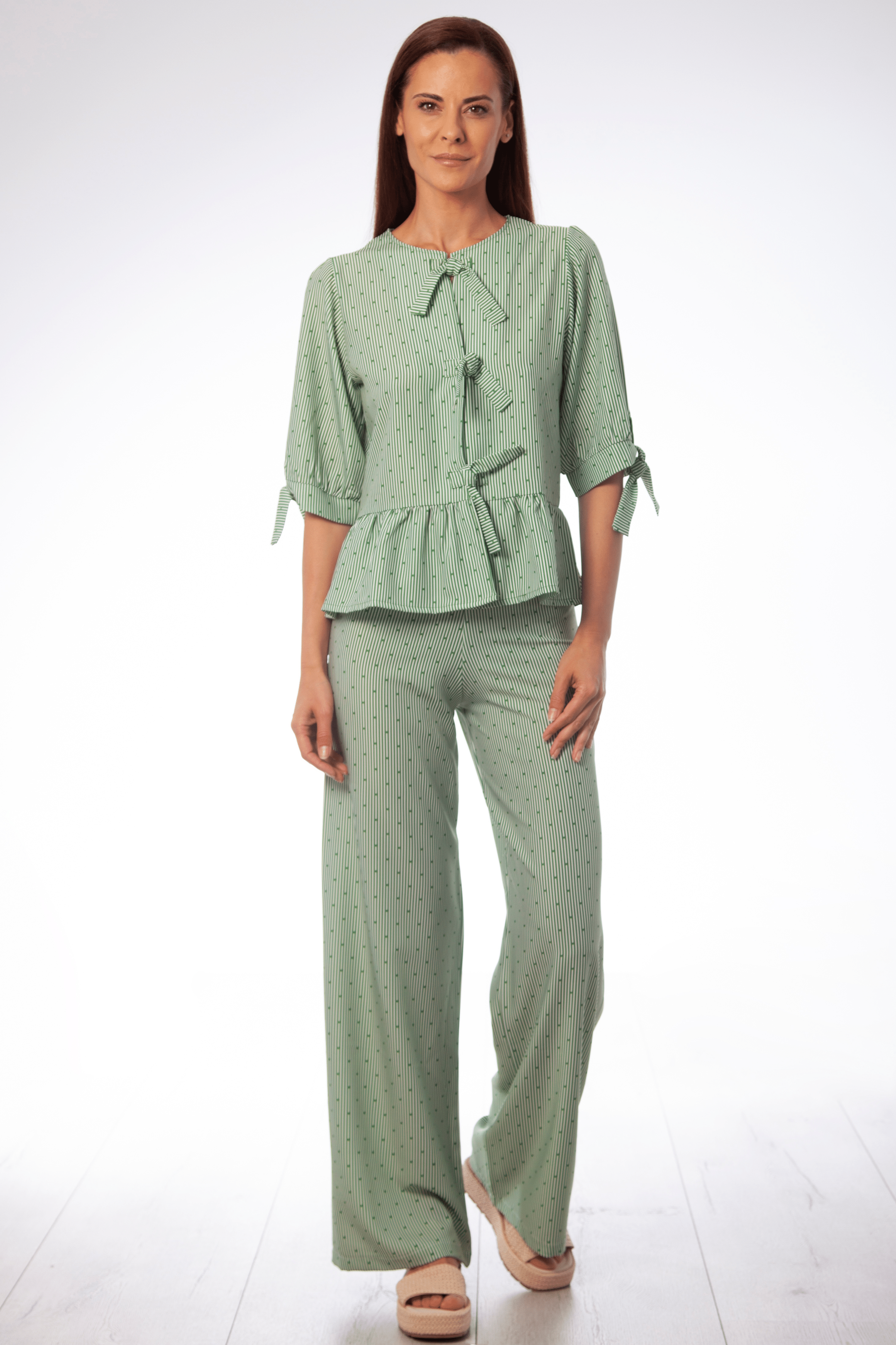 Camisa mil rayas verde con lazos Lolitas&L - lolitasyl.com