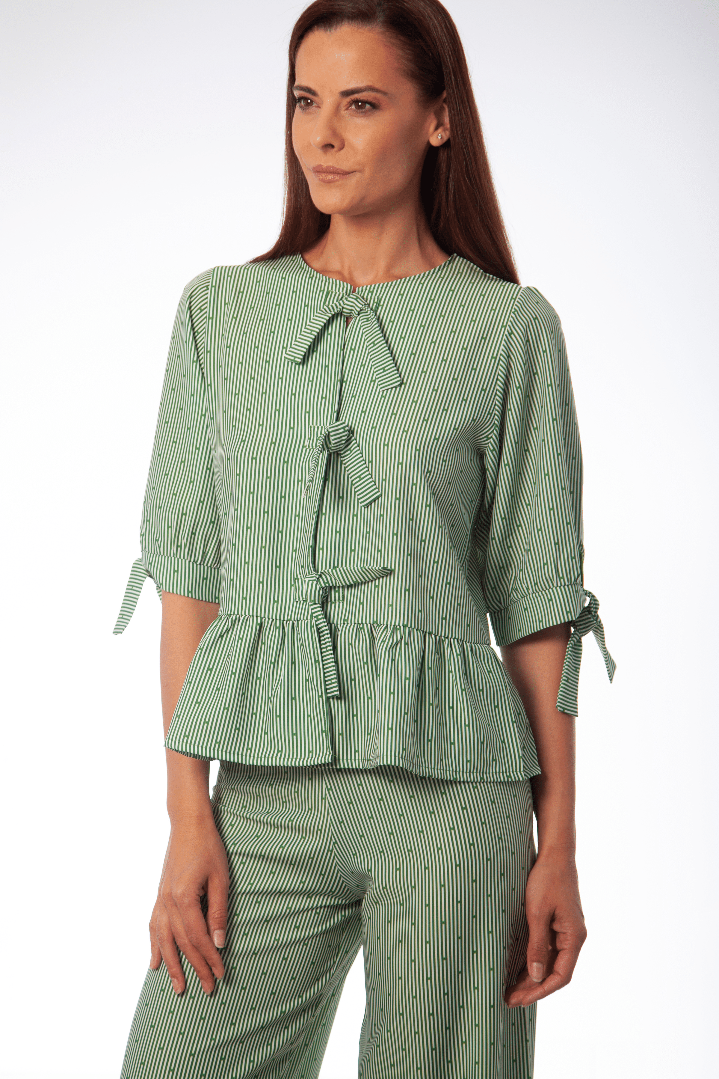 Camisa mil rayas verde con lazos Lolitas&L - lolitasyl.com