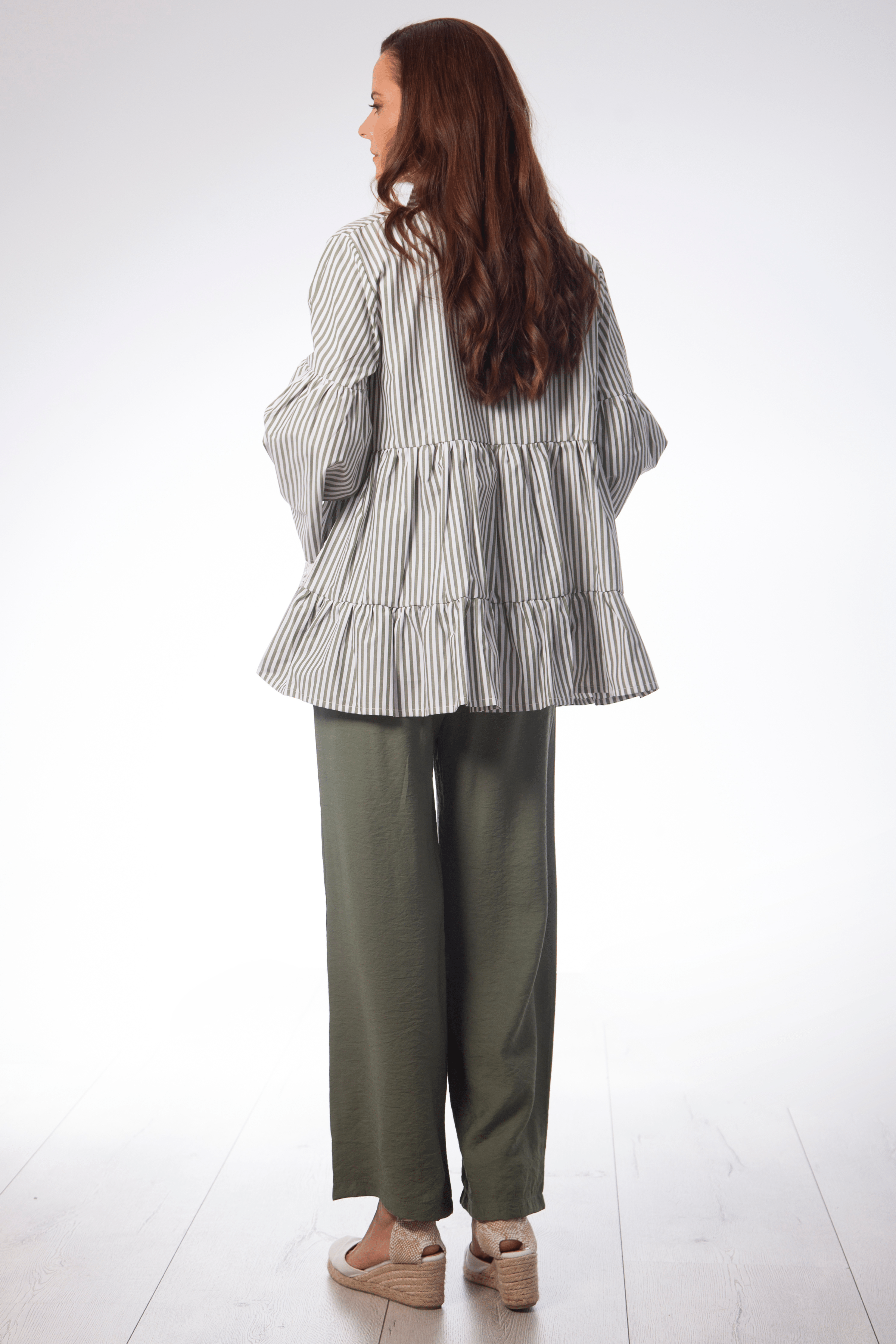 Camisa oversize rayas verde con detalles grogre Lolitas&L - lolitasyl.com