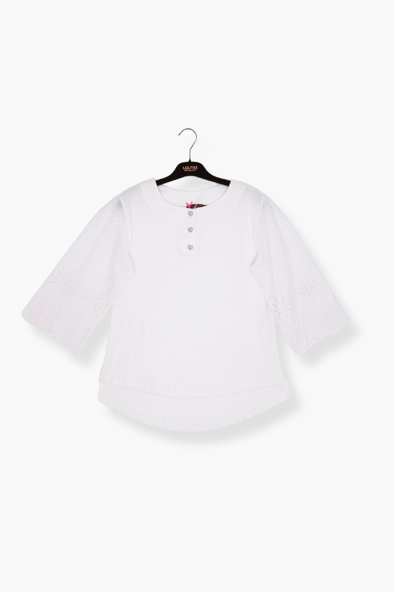 Camisa Preloved blanca manga bordada Lolitas&L - lolitasyl.com