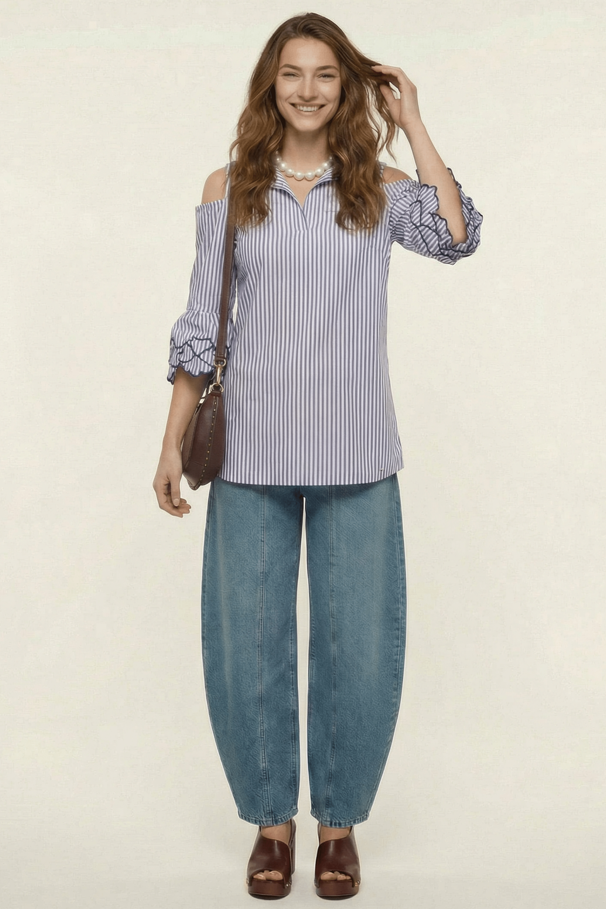 Camisa rayas azul royal manga bordada Lolitas&L - lolitasyl.com