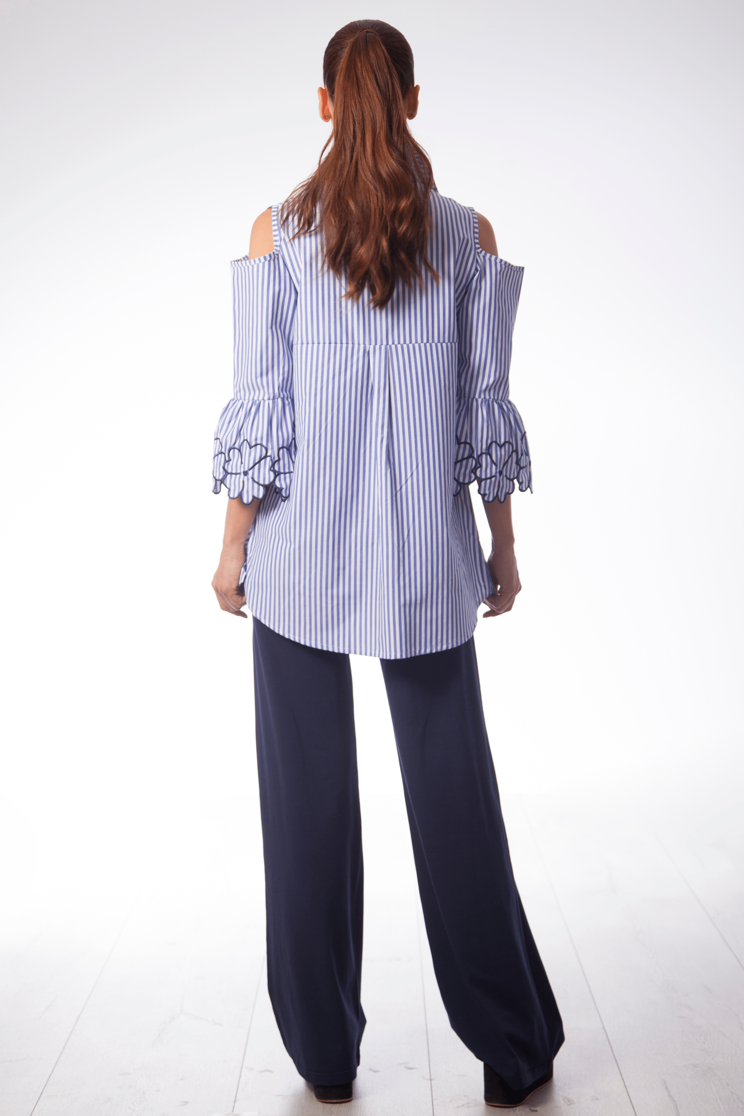 Camisa rayas azul royal manga bordada Lolitas&L - lolitasyl.com