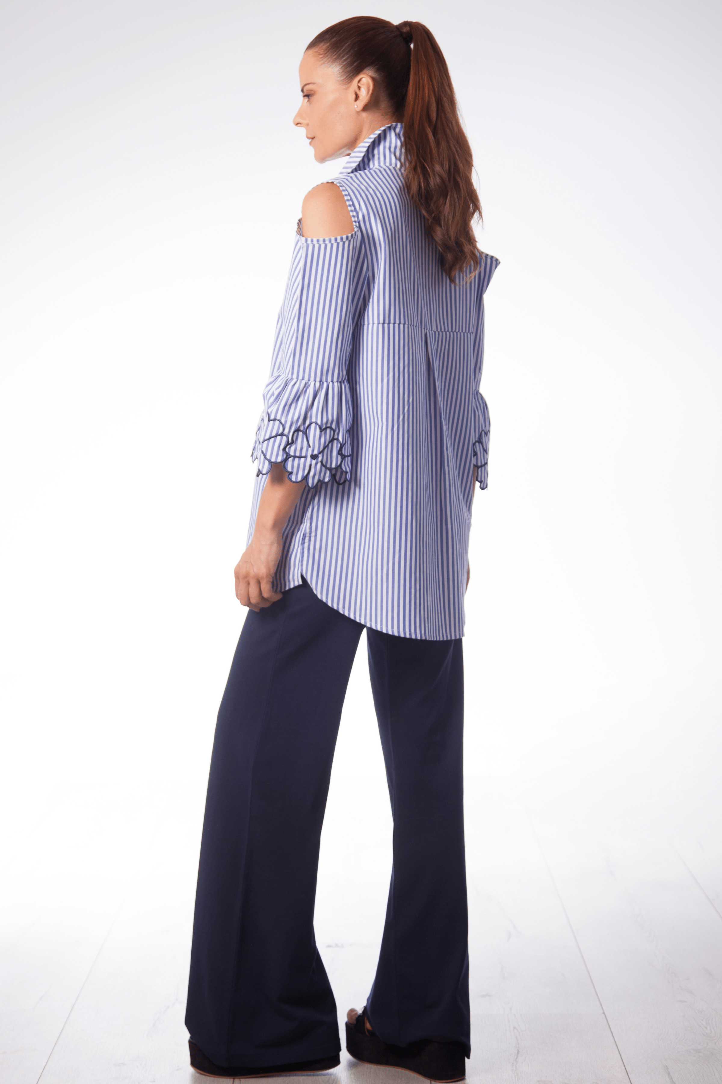 Camisa rayas azul royal manga bordada Lolitas&L - lolitasyl.com