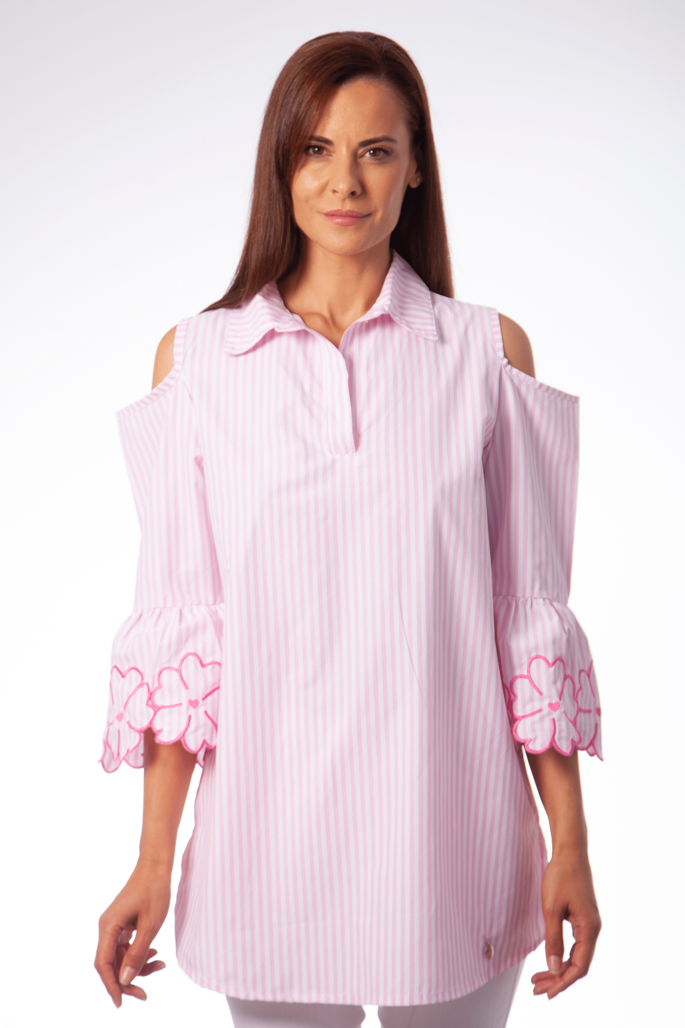 Camisa rayas rosa manga bordada Lolitas&L - lolitasyl.com