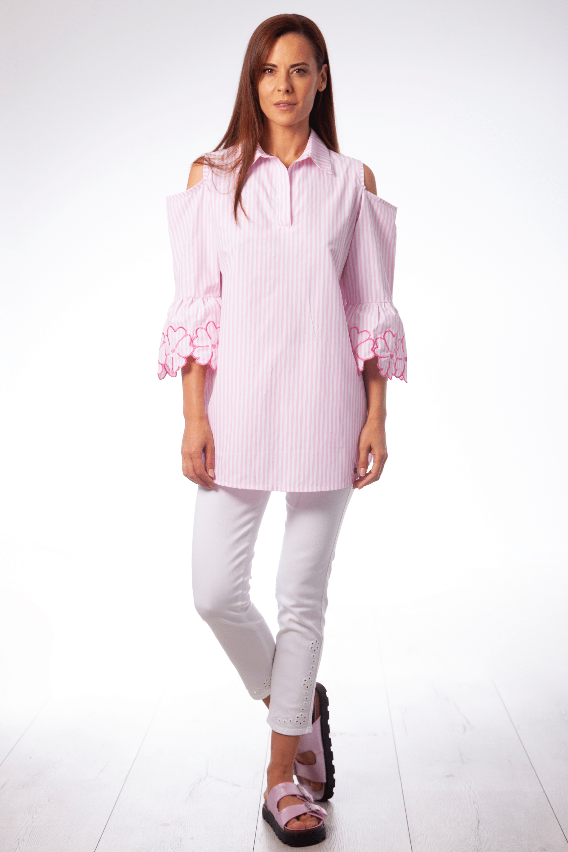 Camisa rayas rosa manga bordada Lolitas&L - lolitasyl.com