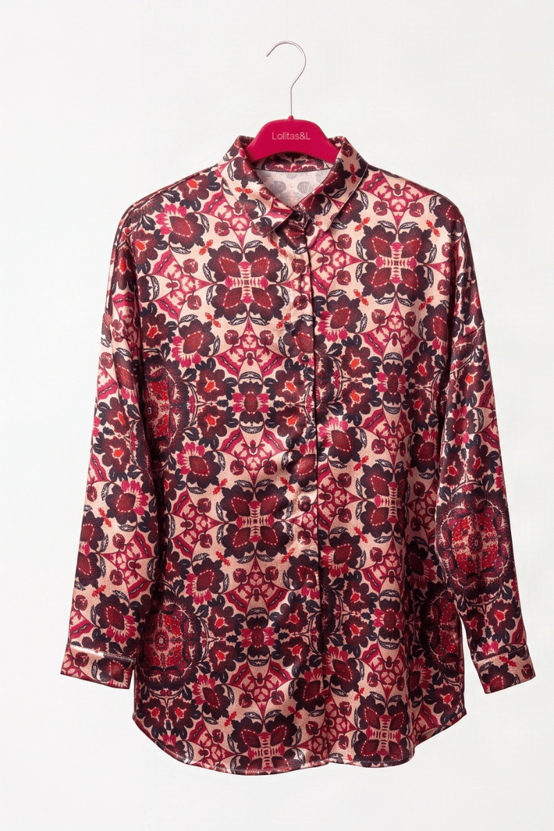 Camisa Satinada Estampada Preloved - lolitasyl.com