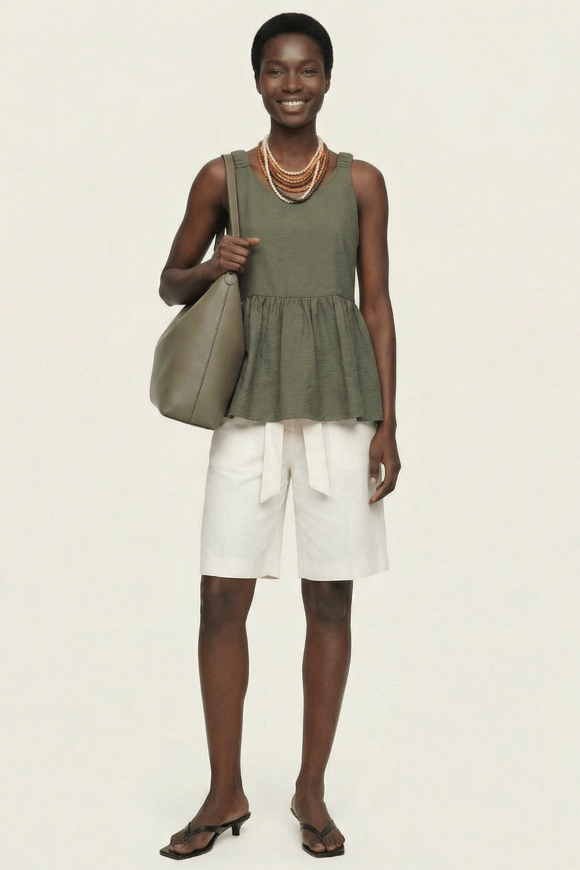 Camisa verde militar tirantes con faldon fruncido Lolitas&L - lolitasyl.com