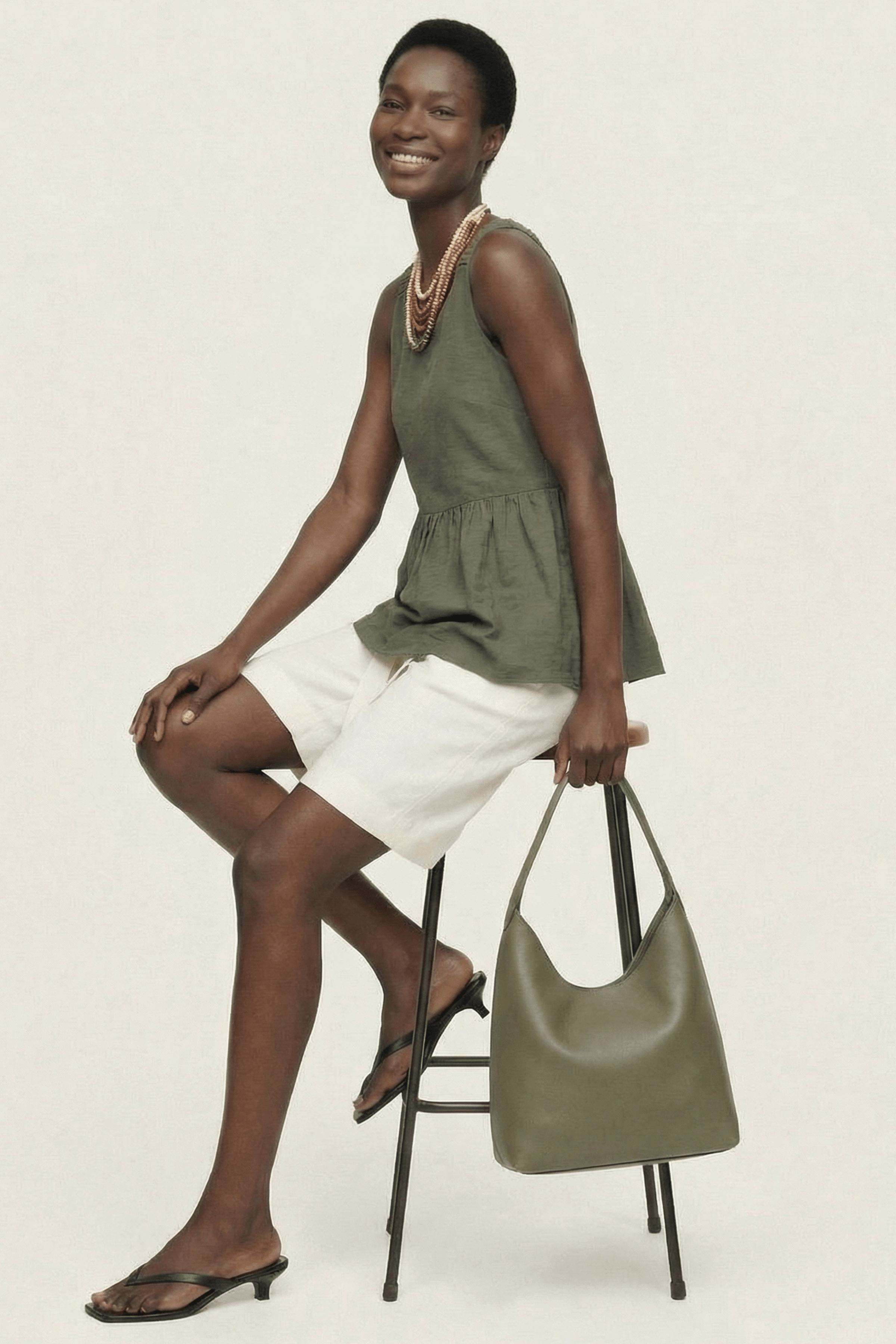 Camisa verde militar tirantes con faldon fruncido Lolitas&L - lolitasyl.com