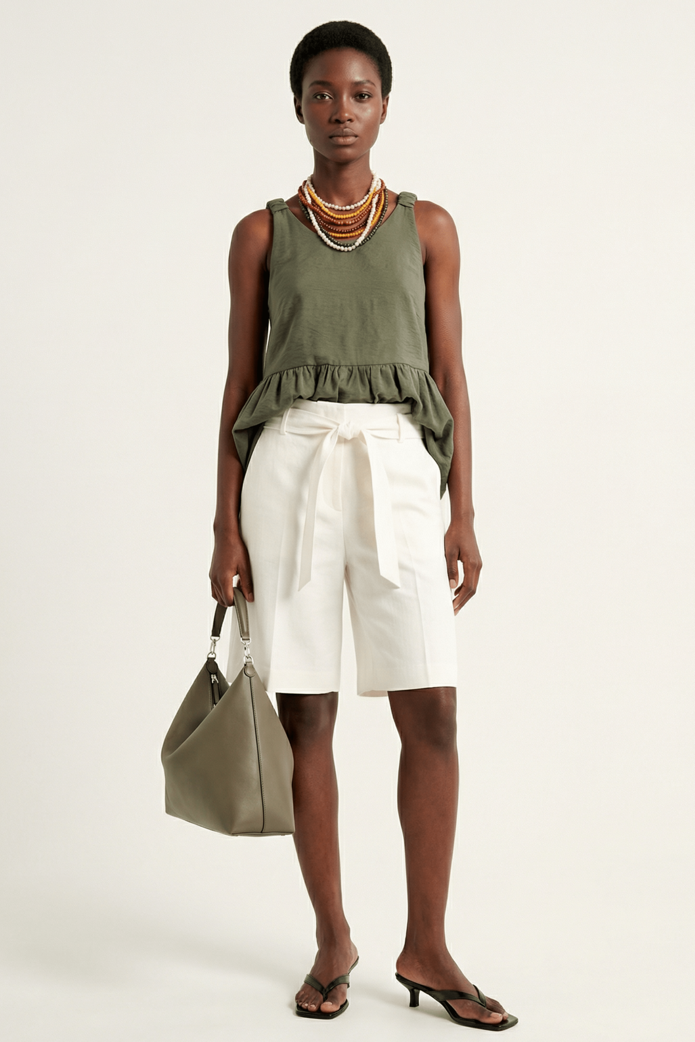 Camisa verde militar tirantes con faldon fruncido Lolitas&L - lolitasyl.com