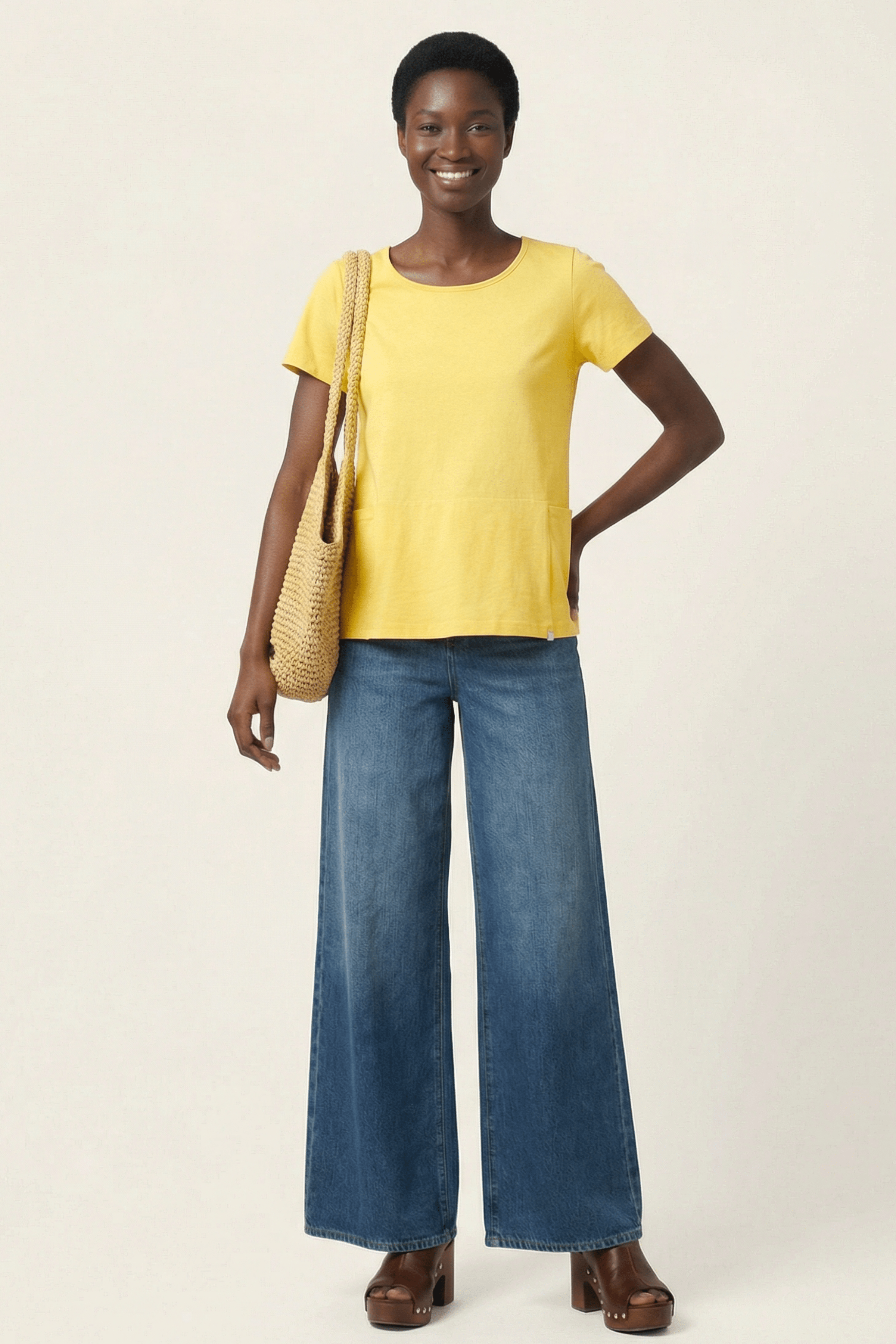 Camiseta amarilla algodon con bolsillos cuadrados Lolitas&L - lolitasyl.com