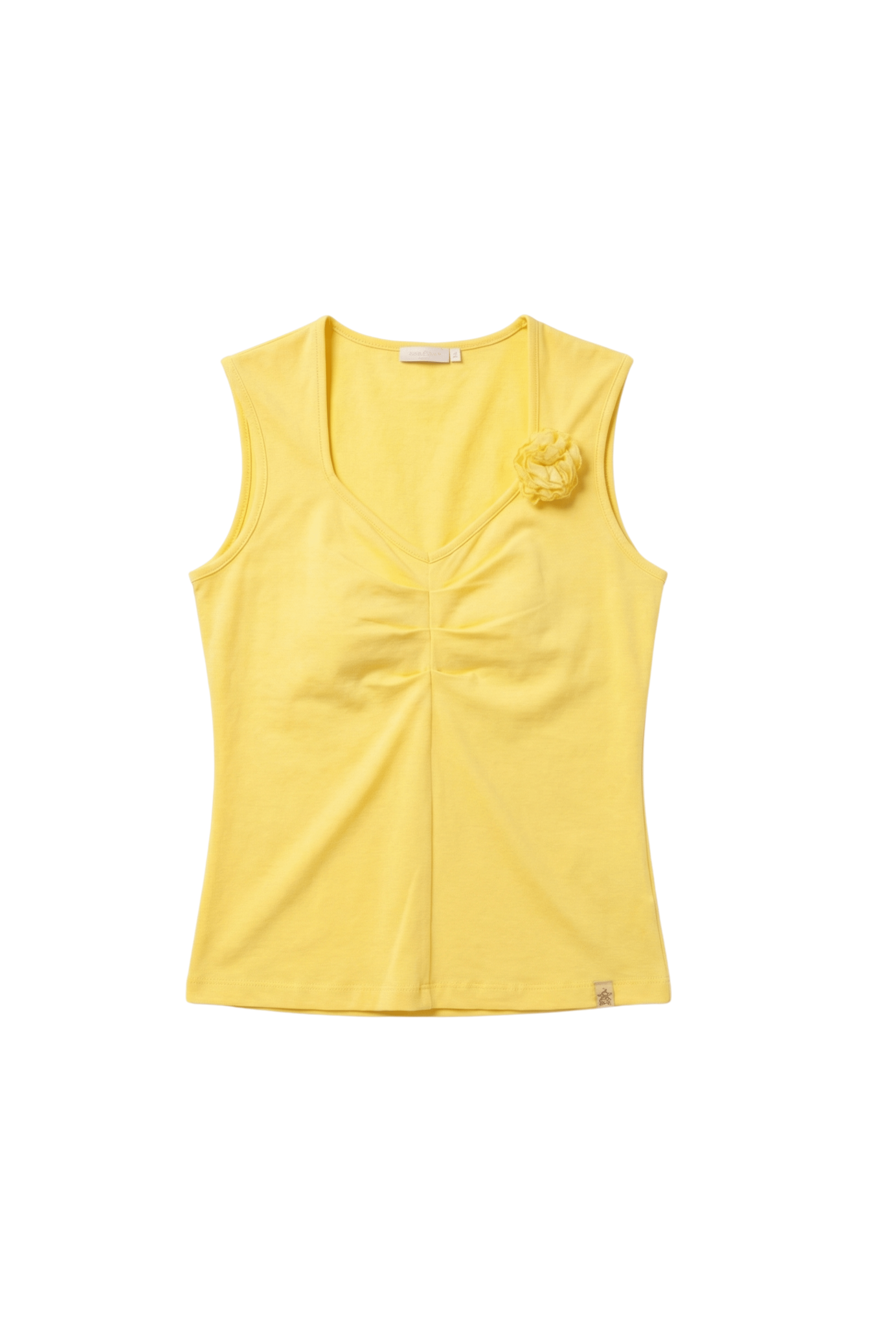 Camiseta amarilla recogido y flor en el delantero Lolitas&L - lolitasyl.com