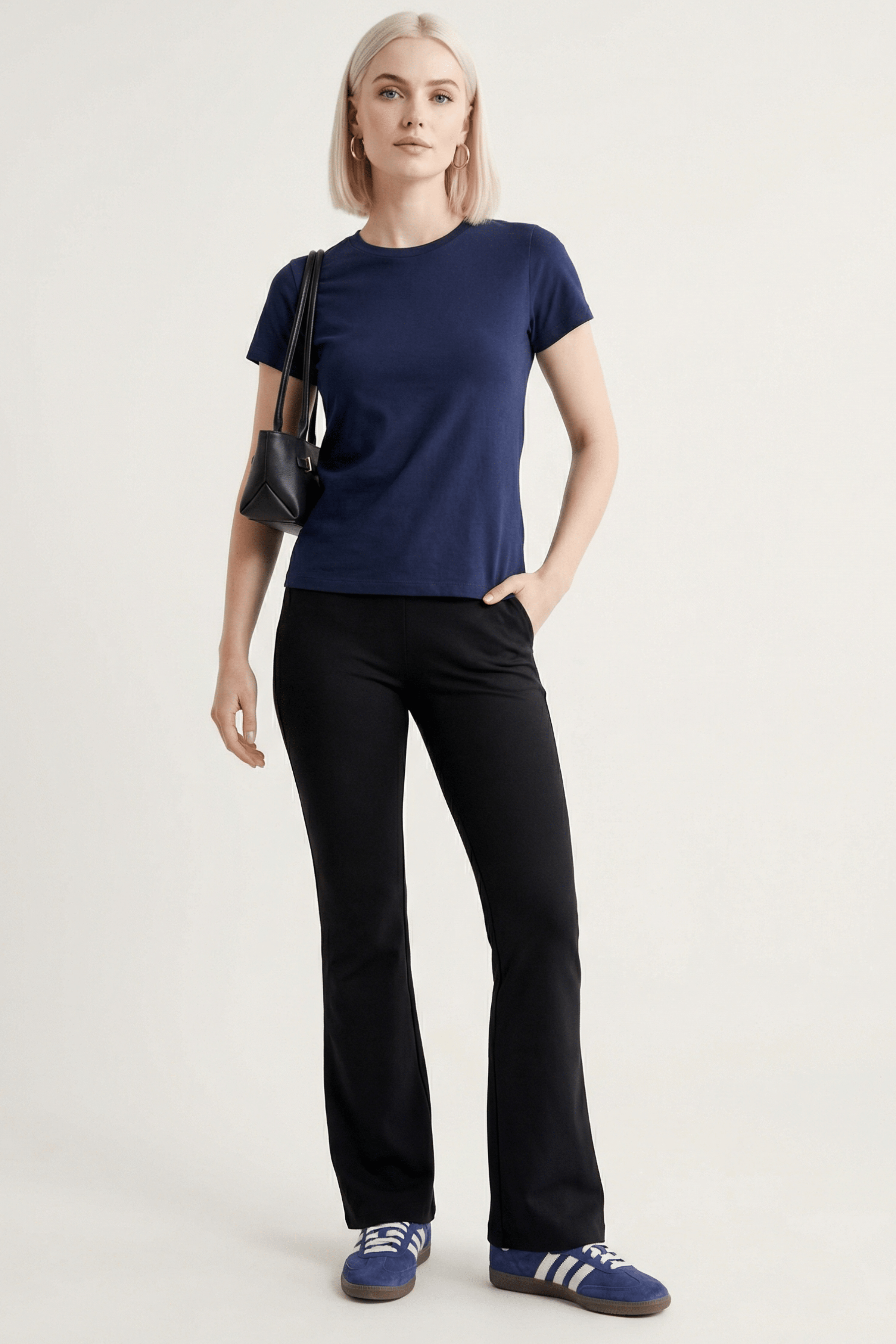 Camiseta azul basica con escote caja y manga corta Lolitas&L - lolitasyl.com