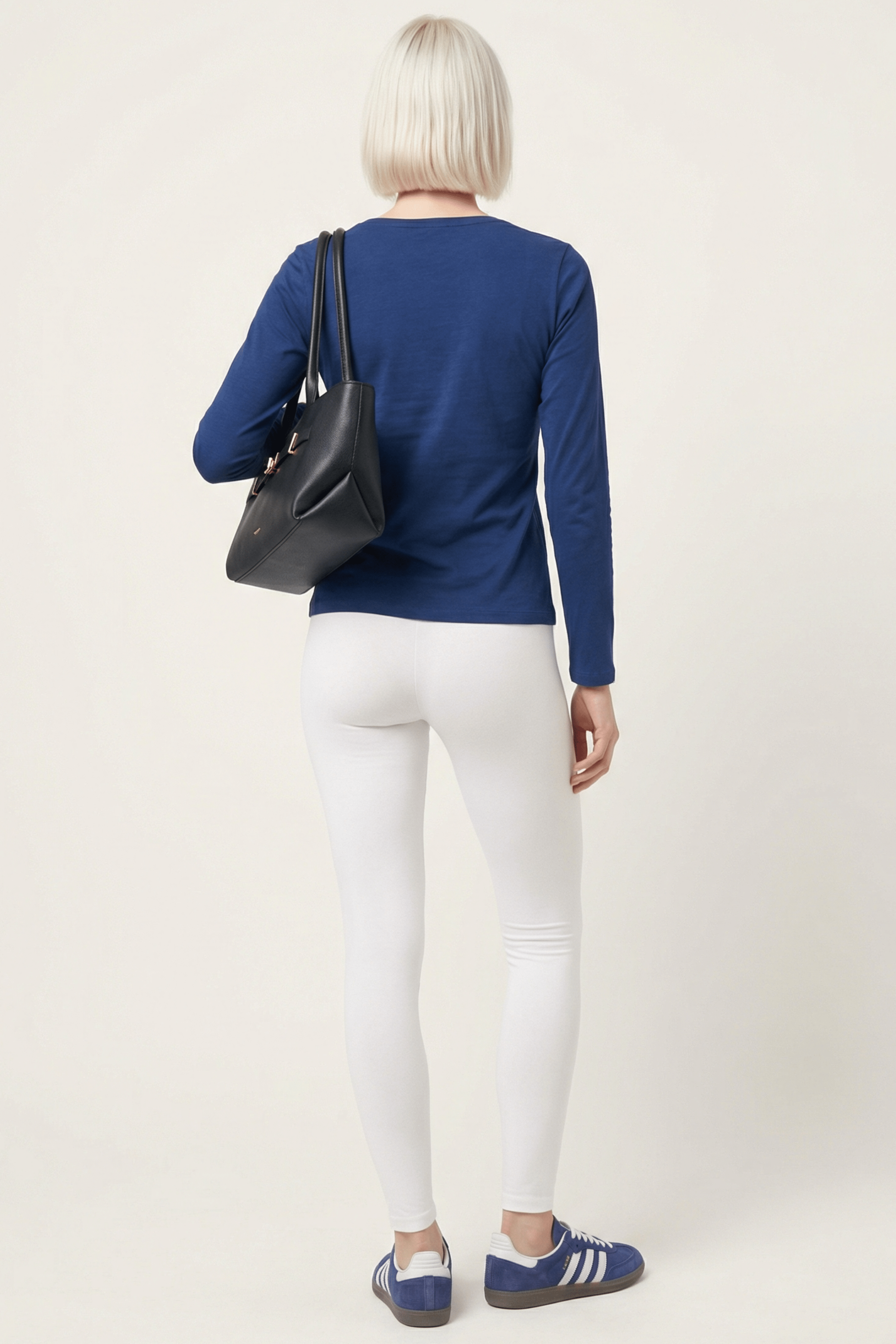 Camiseta azul basica con escote collar y manga larga Lolitas&L - lolitasyl.com