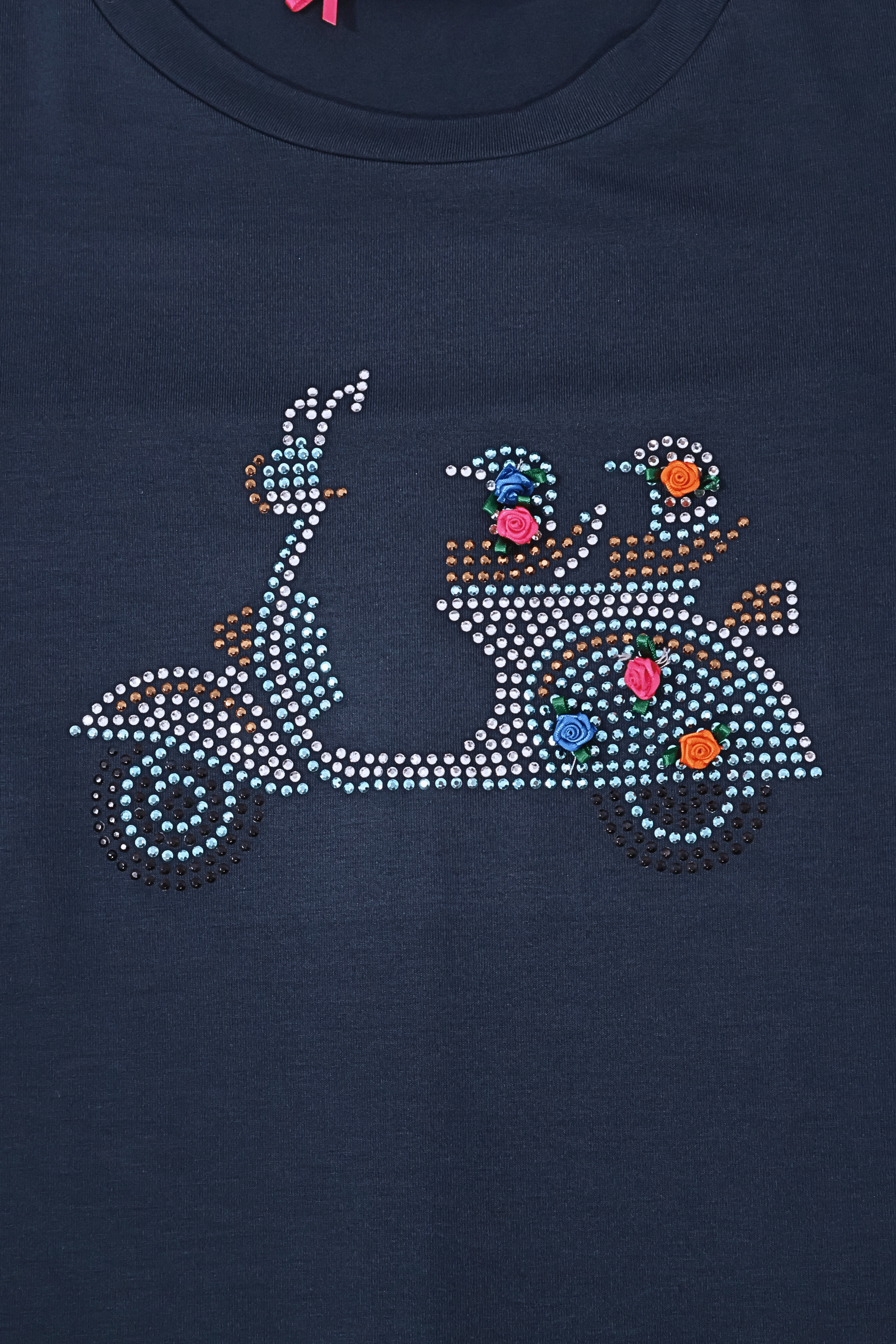 Camiseta azul con strass moto vespa Lolitas&L - lolitasyl.com