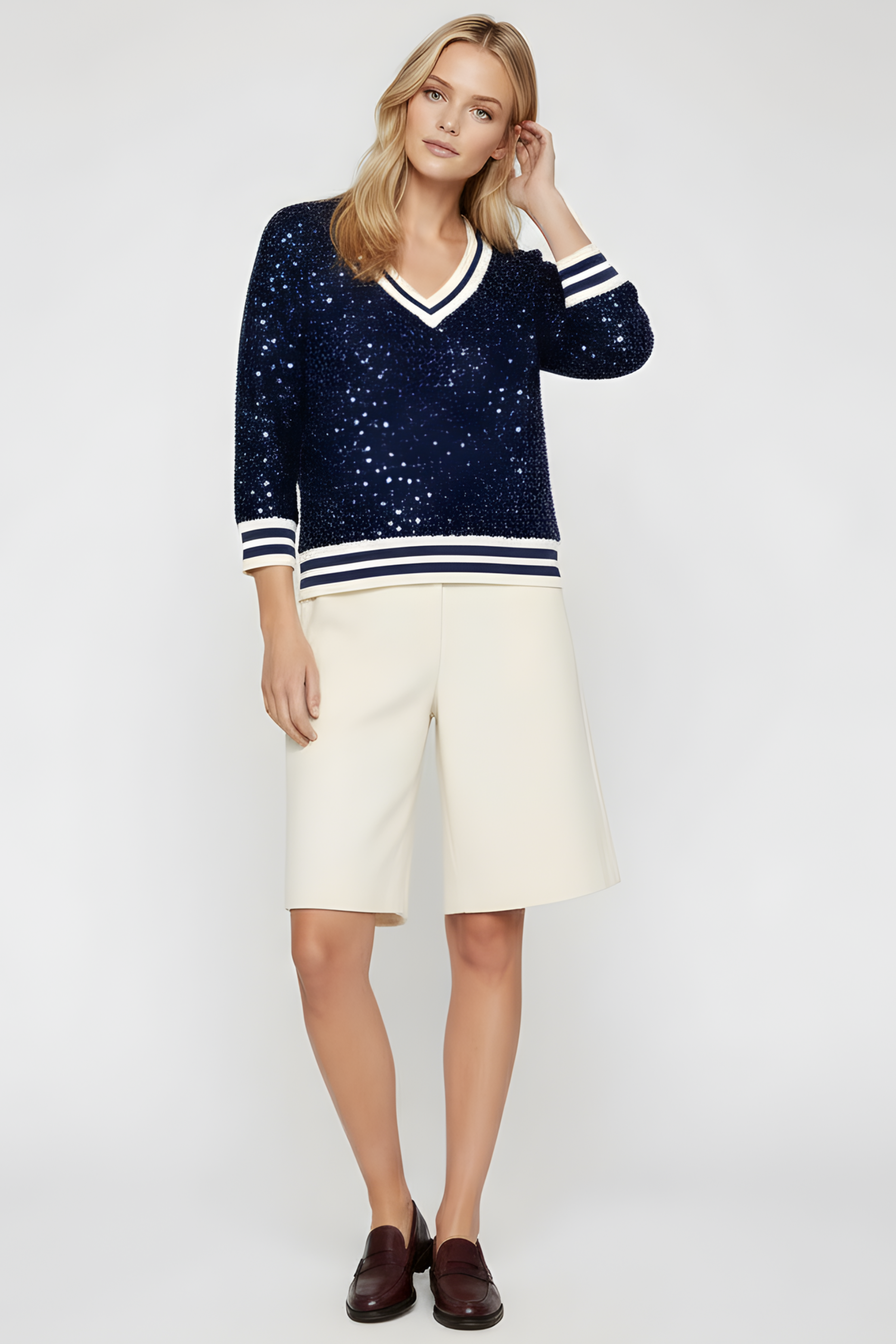 Camiseta azul lentejuelas con elasticos Lolitas&L