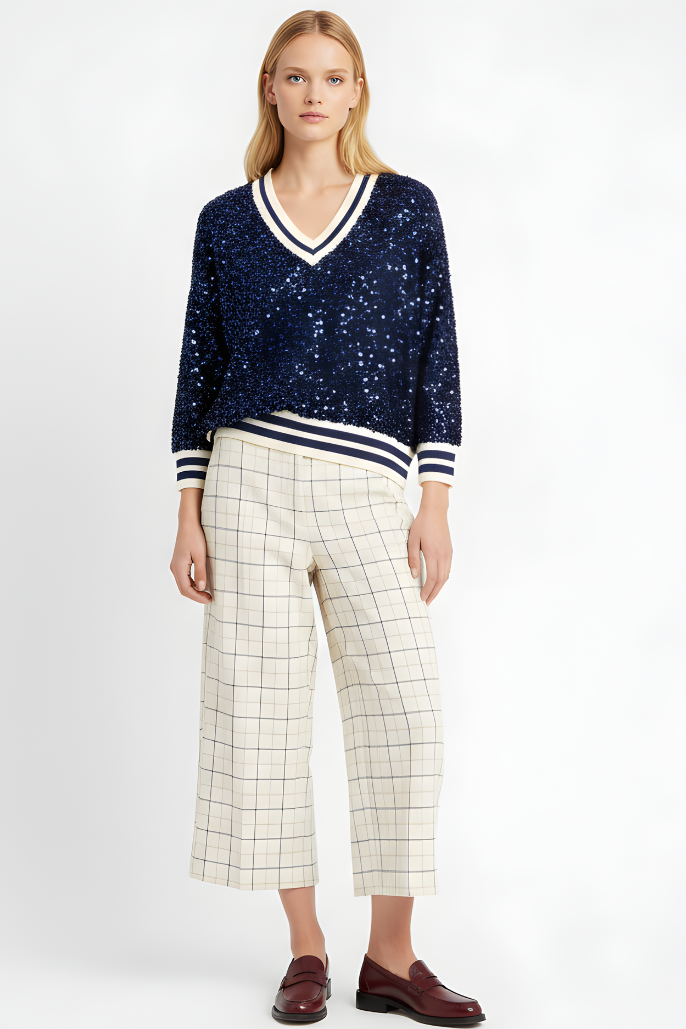 Camiseta azul lentejuelas con elasticos Lolitas&L