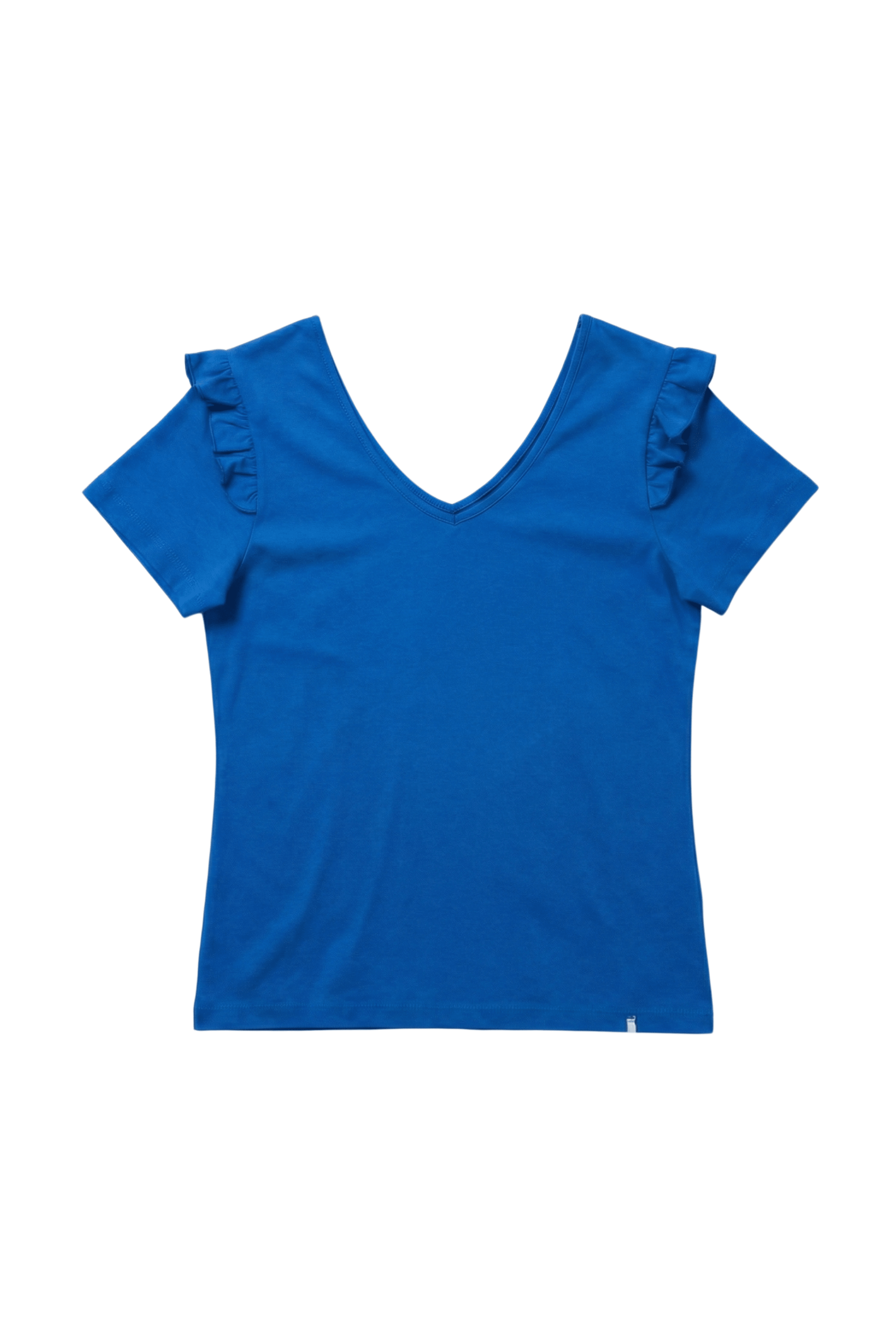 Camiseta azul royal con volante en hombros Lolitas&L - lolitasyl.com