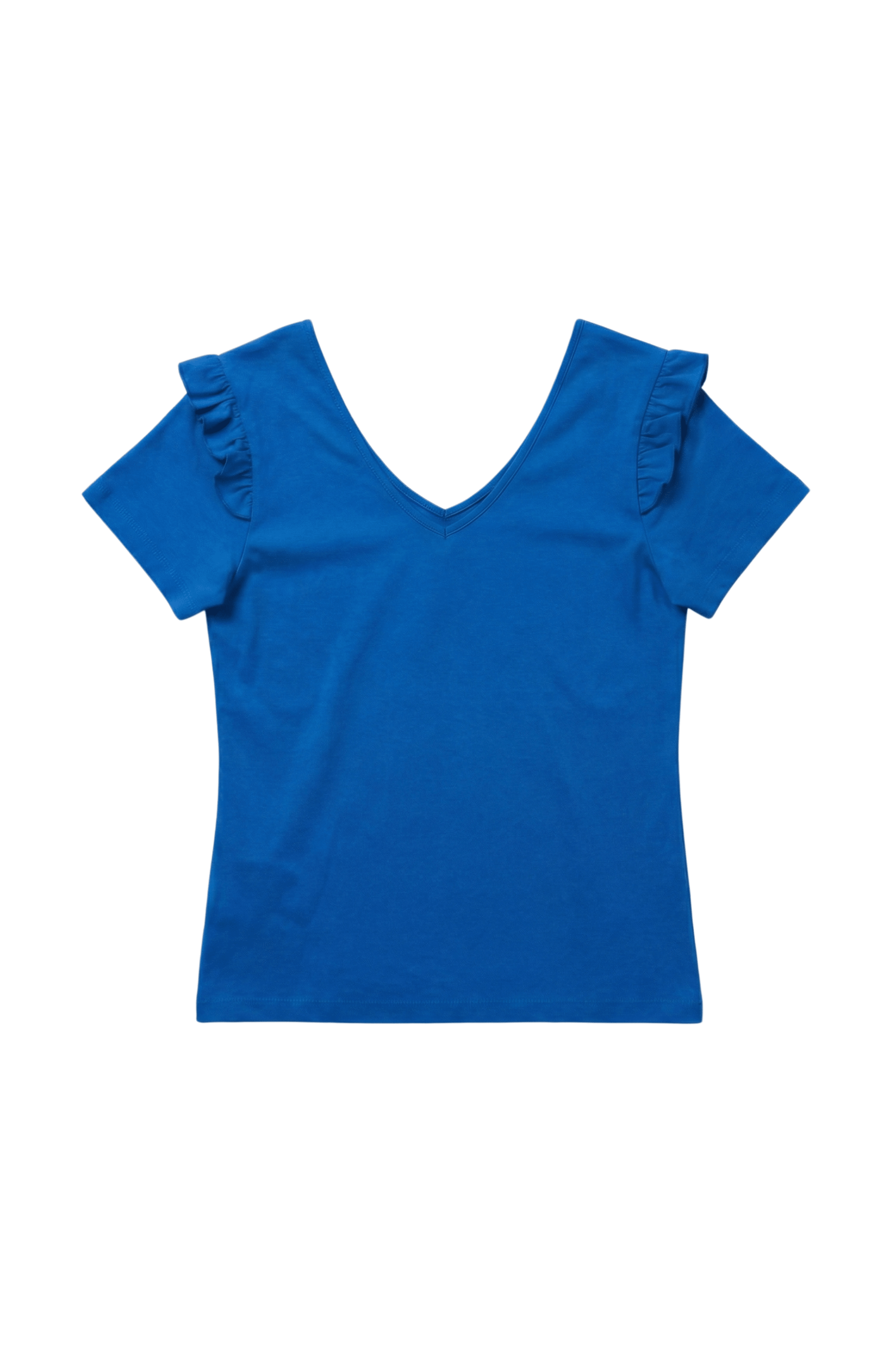 Camiseta azul royal con volante en hombros Lolitas&L - lolitasyl.com