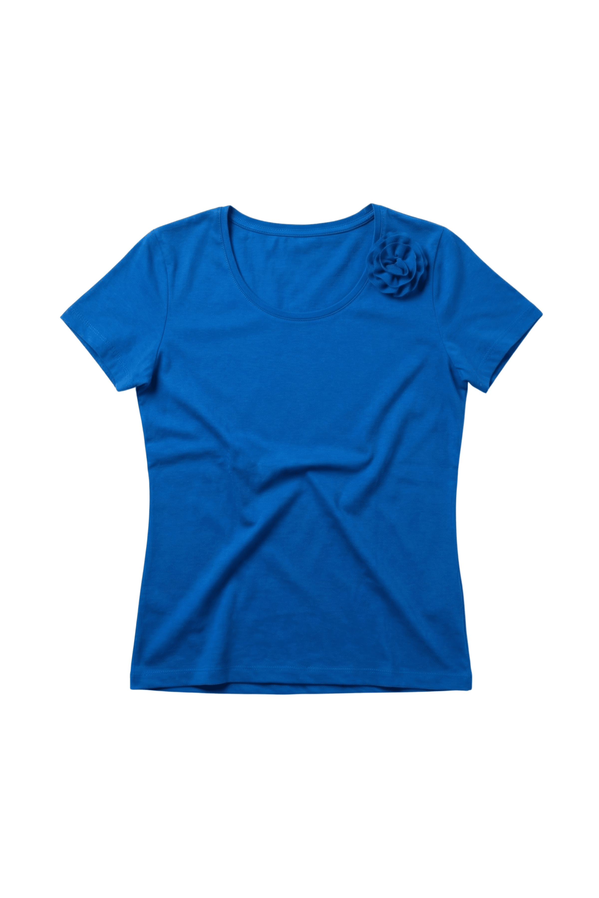 Camiseta azul royal escote redondo con flor Lolitas&L - lolitasyl.com