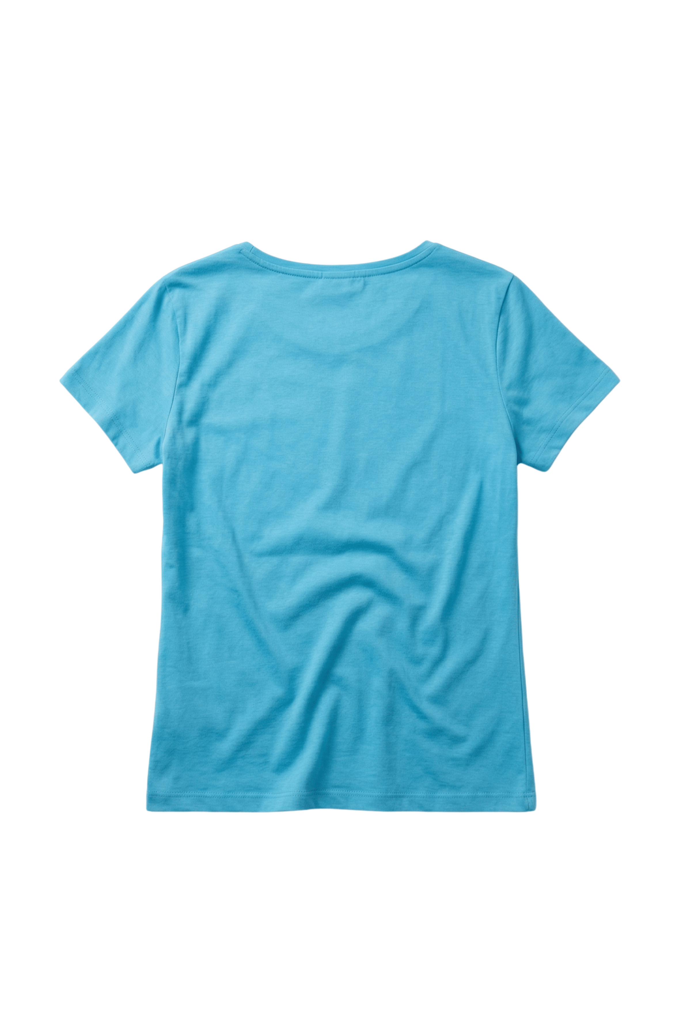 Camiseta azul turquesa escote redondo con flor Lolitas&L - lolitasyl.com