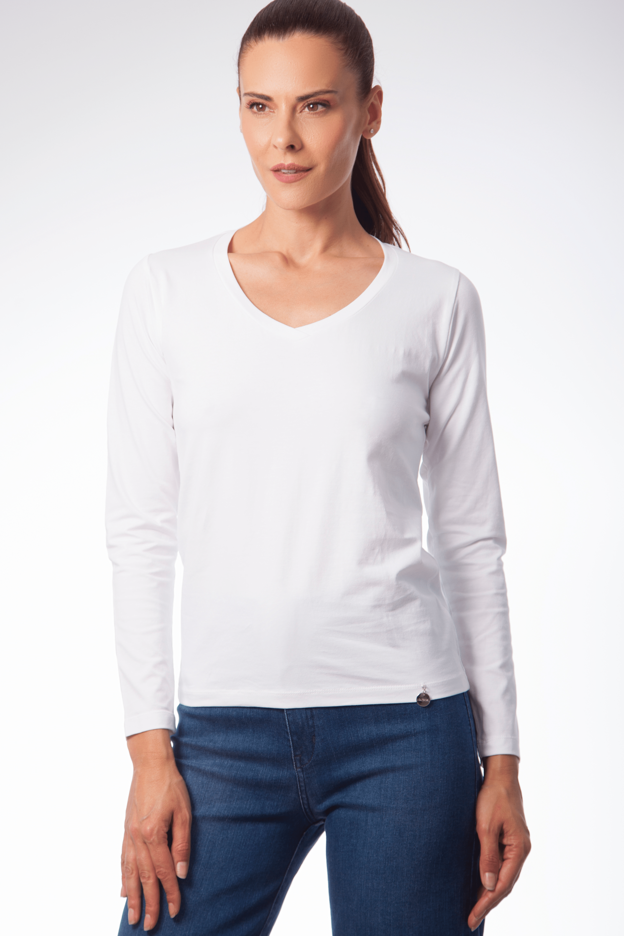 Camiseta basica con escote pico y manga larga Lolitas&L - lolitasyl.com