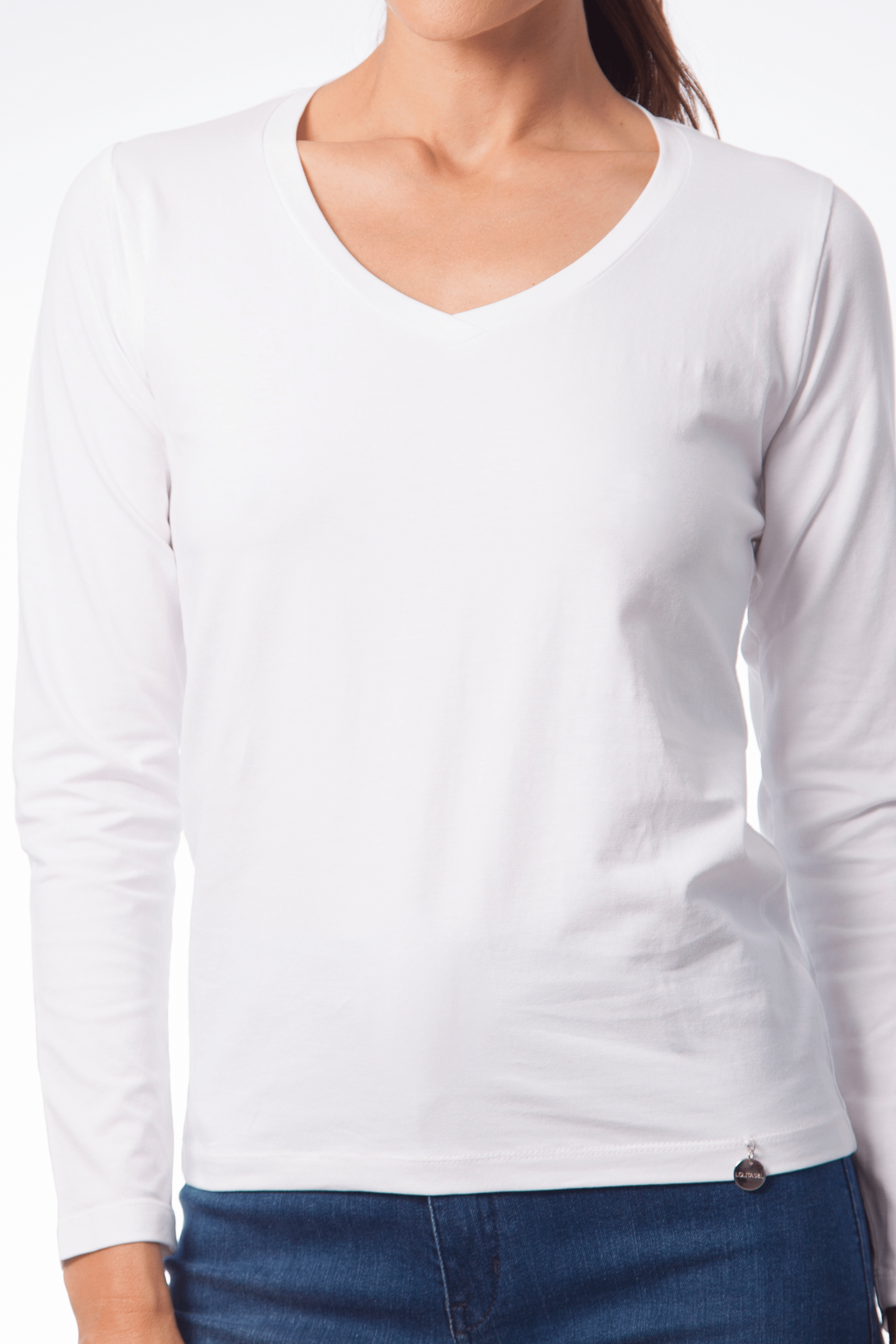 Camiseta basica con escote pico y manga larga Lolitas&L - lolitasyl.com