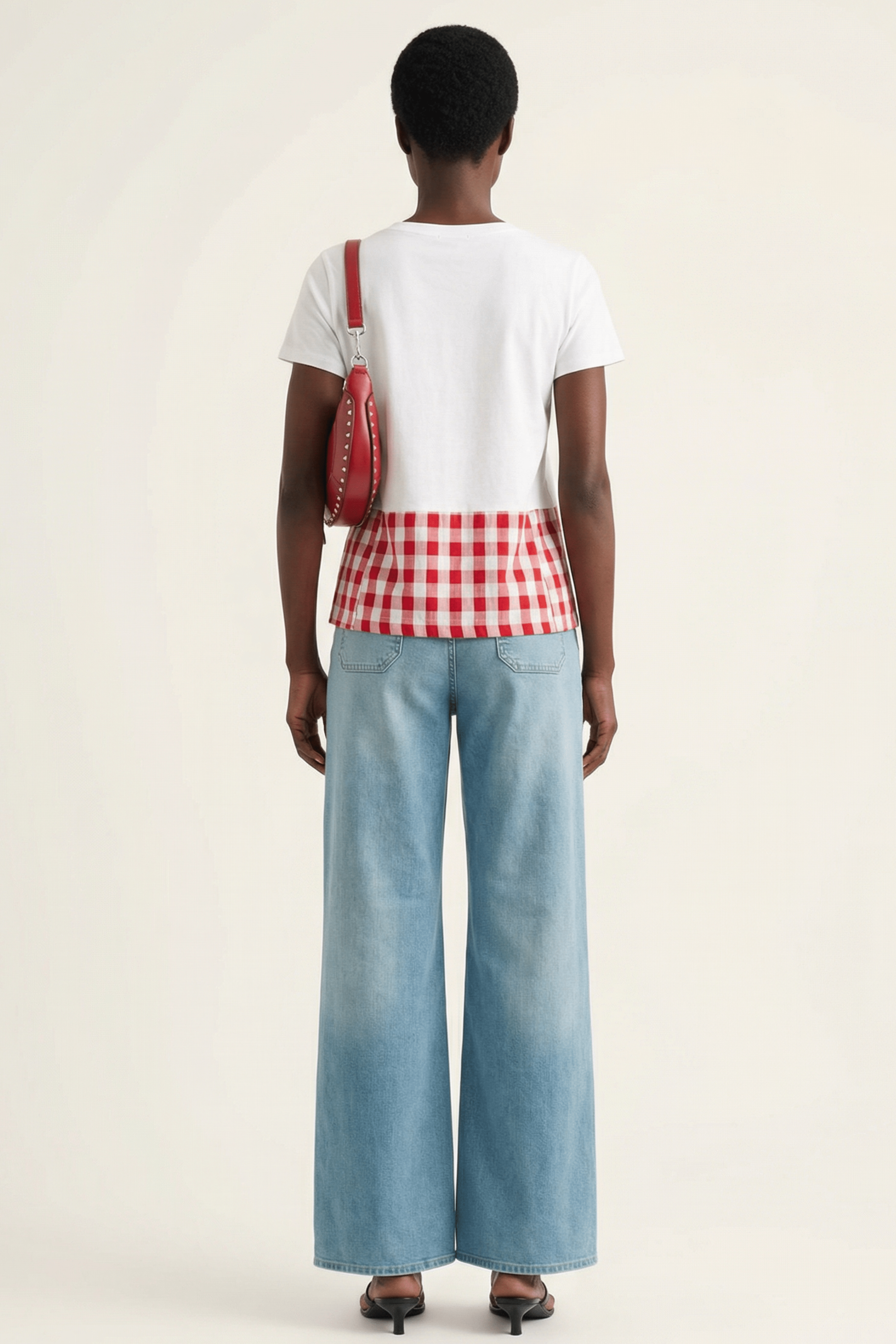 Camiseta blanca alpargata con cuadro vichy rojo Lolitas&L - lolitasyl.com