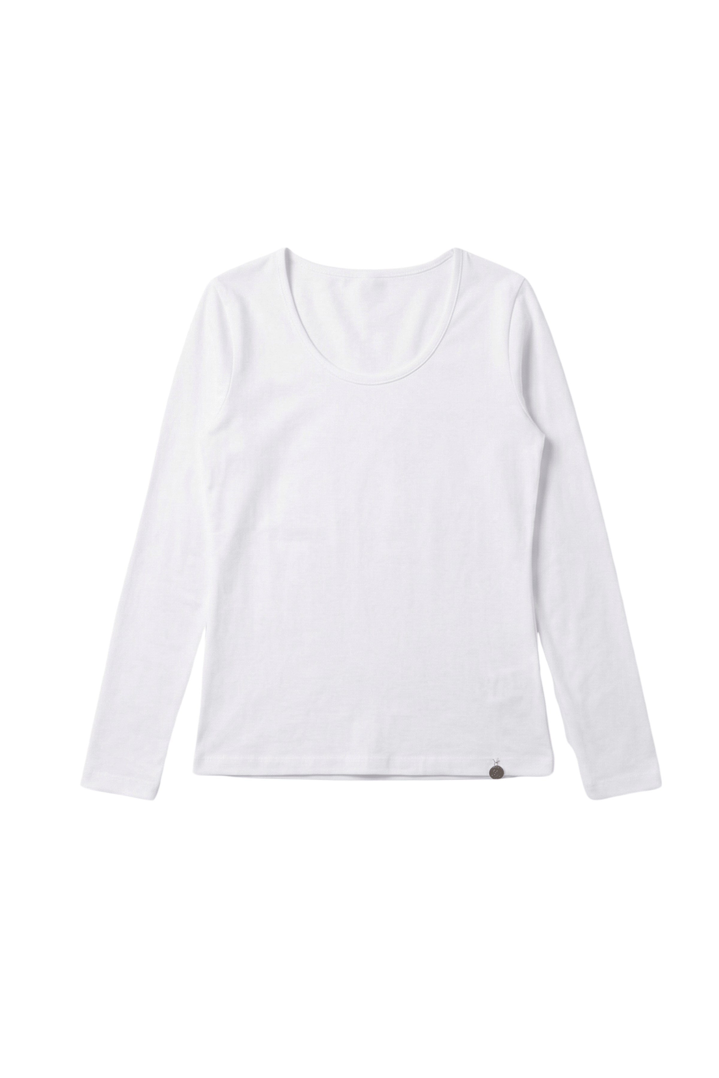 Camiseta blanca basica con escote collar y manga larga Lolitas&L - lolitasyl.com