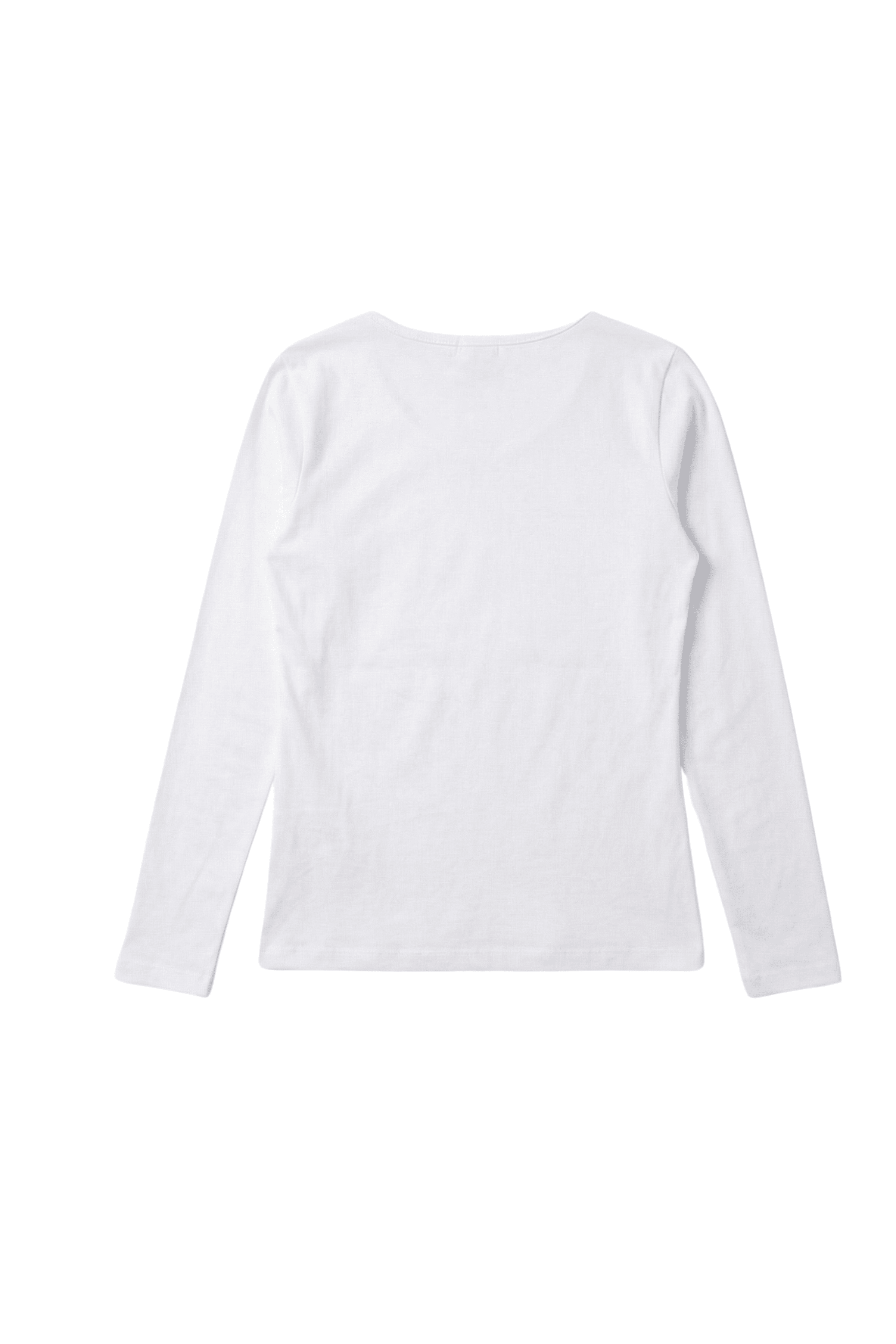 Camiseta blanca basica con escote collar y manga larga Lolitas&L - lolitasyl.com