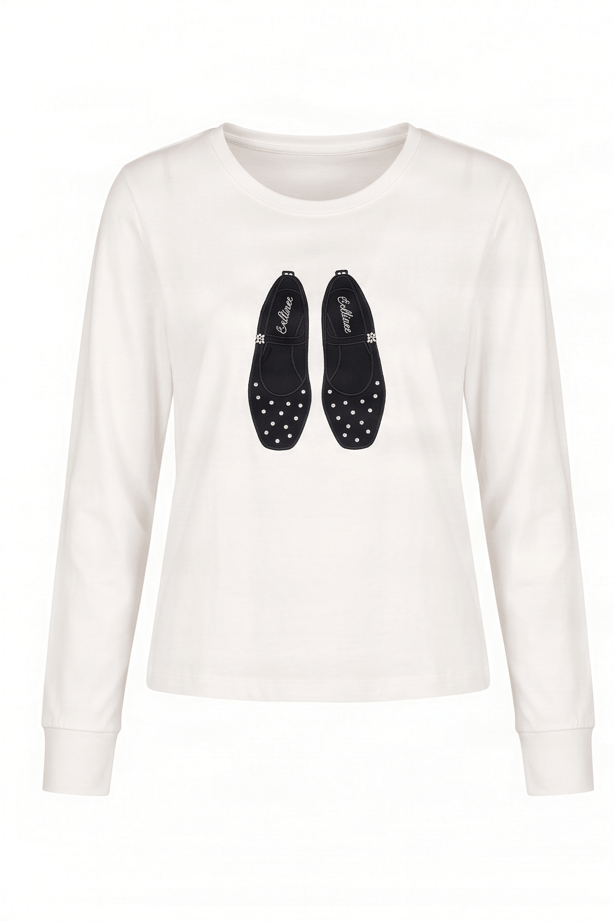 Camiseta blanca bordado bailarinas strass con manga larga Lolitas&L - lolitasyl.com