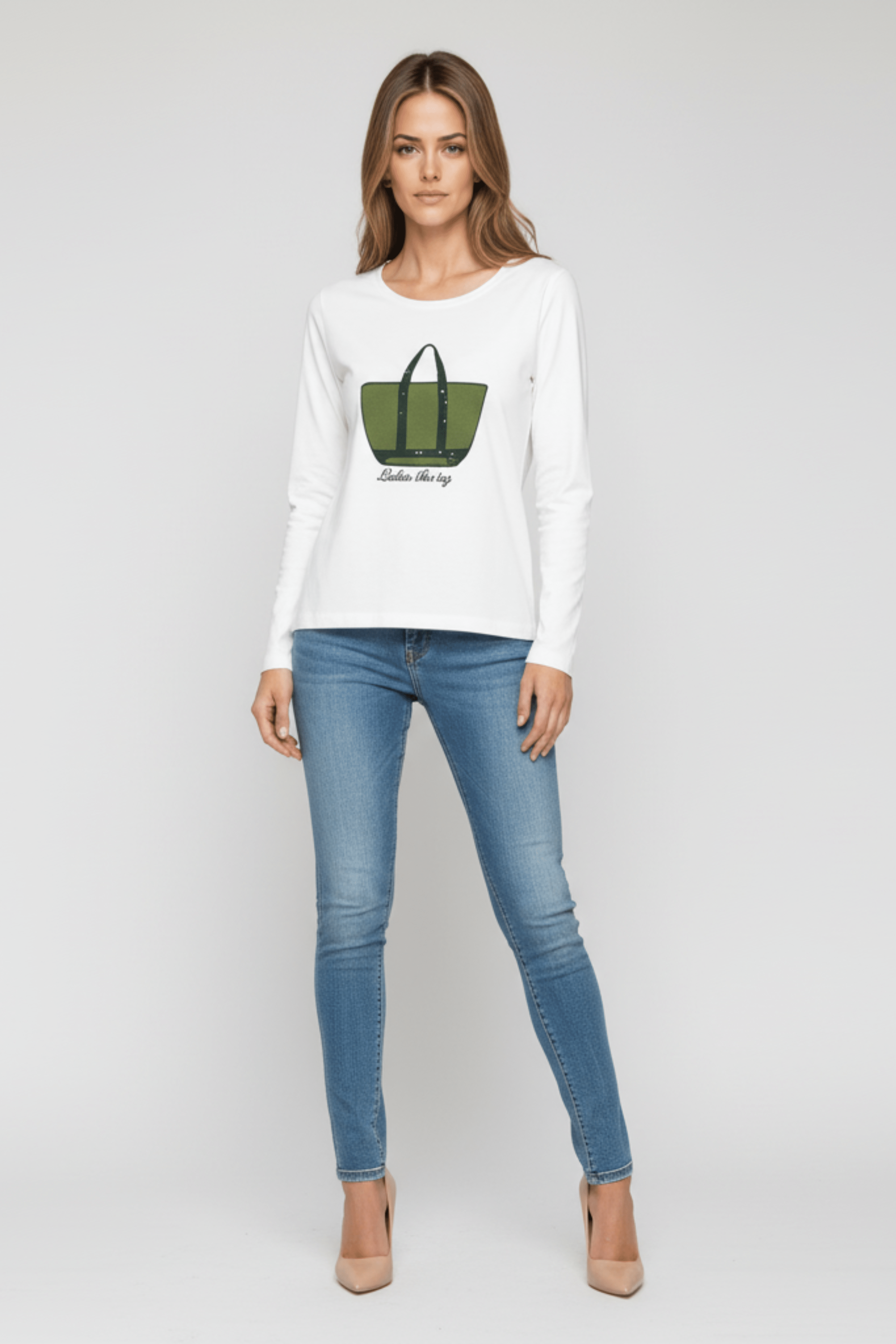 Camiseta blanca bordado bolsito verde manga larga Lolitas&L - lolitasyl.com