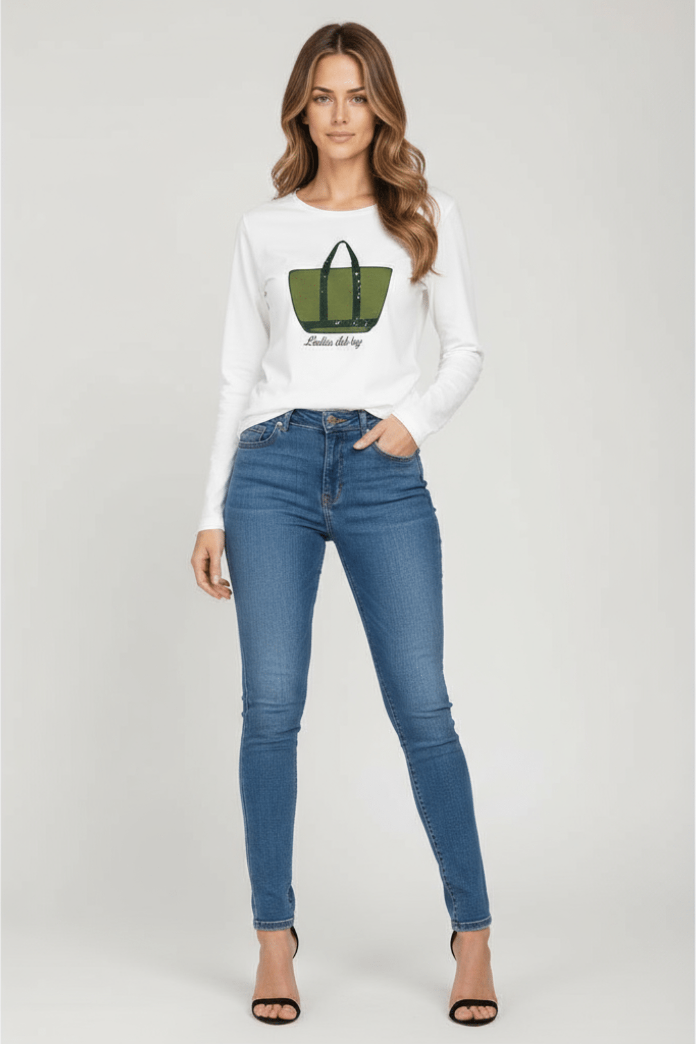 Camiseta blanca bordado bolsito verde manga larga Lolitas&L - lolitasyl.com