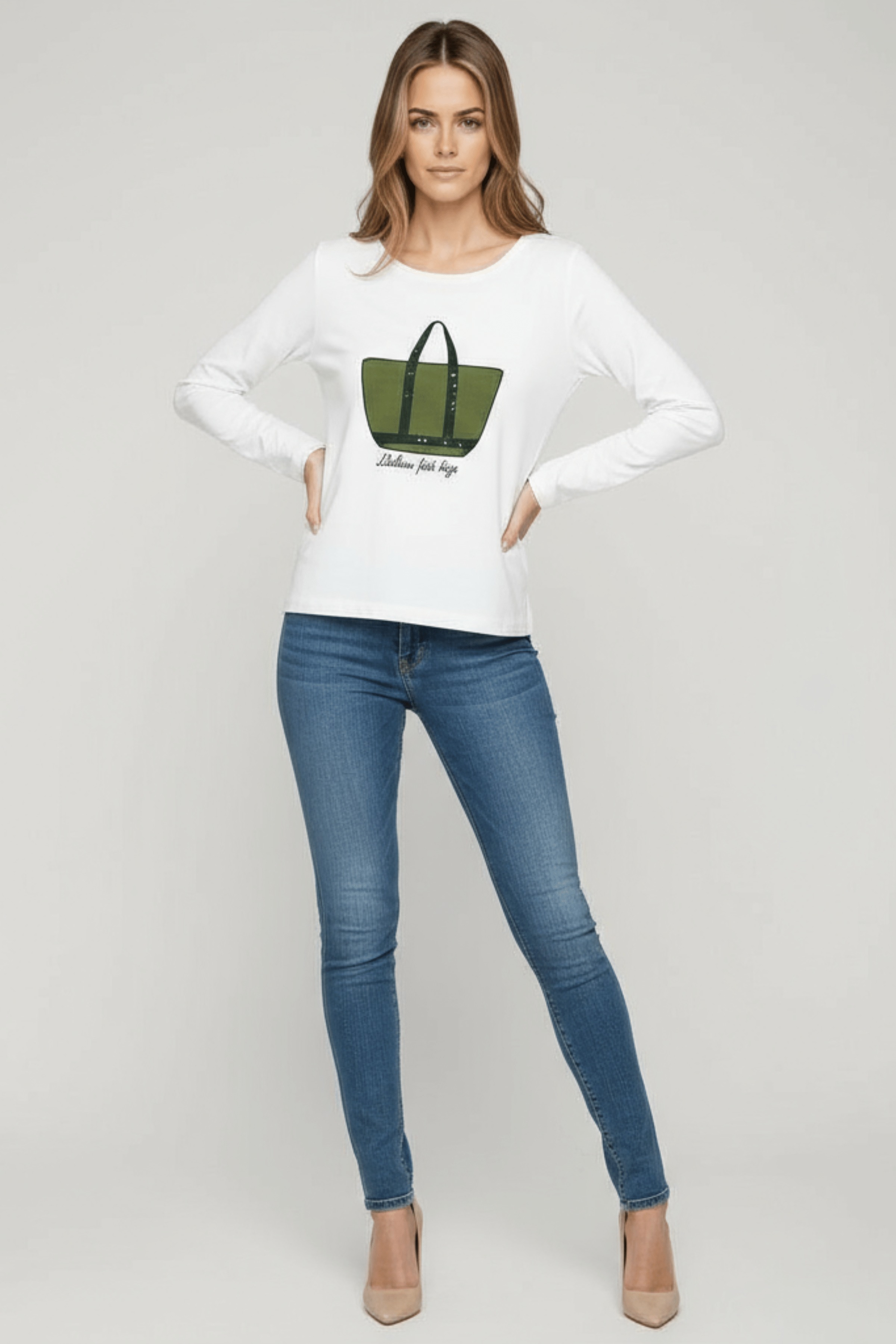 Camiseta blanca bordado bolsito verde manga larga Lolitas&L - lolitasyl.com