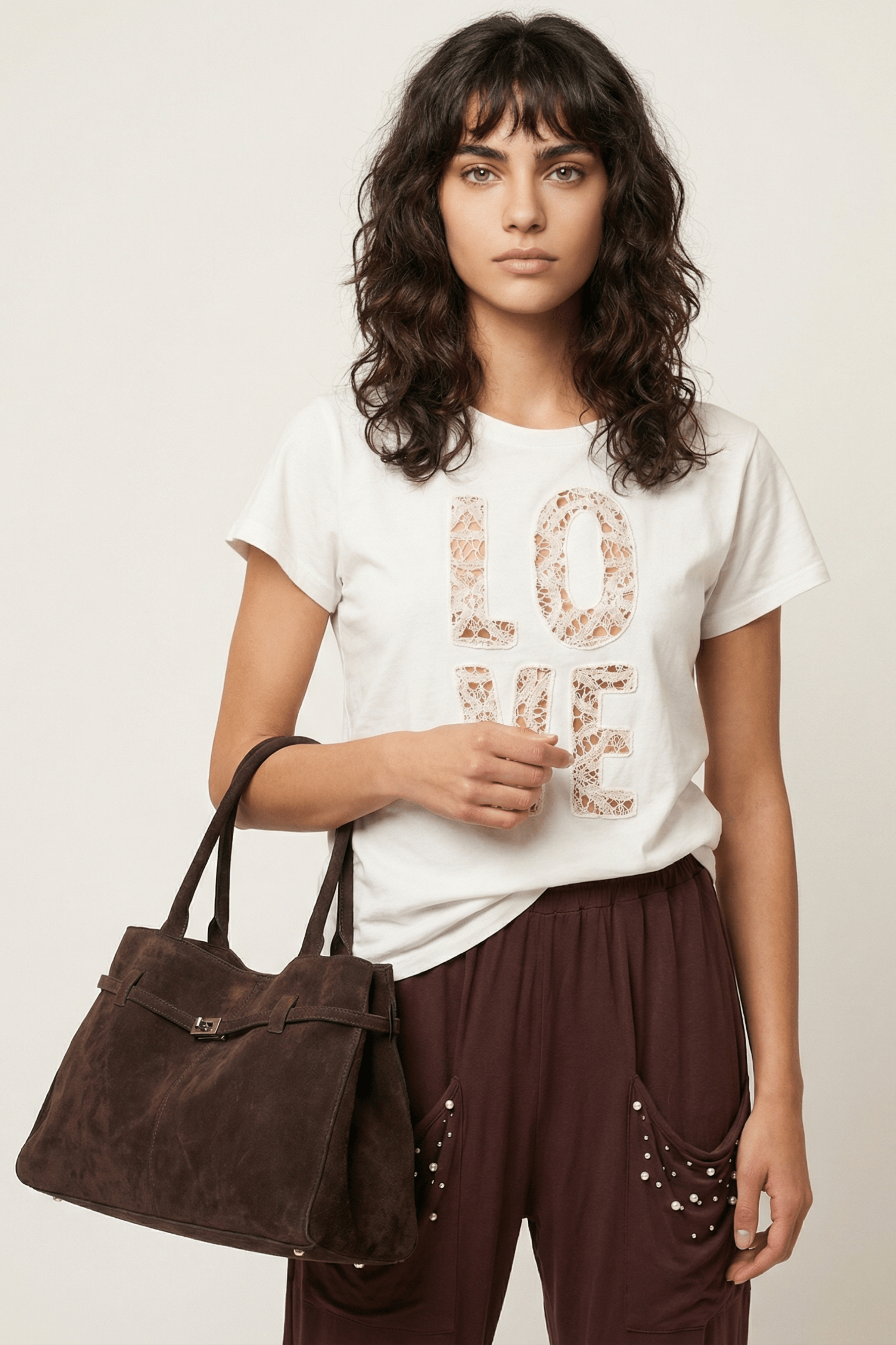 Camiseta blanca bordado LOVE grogre Lolitas&L - lolitasyl.com