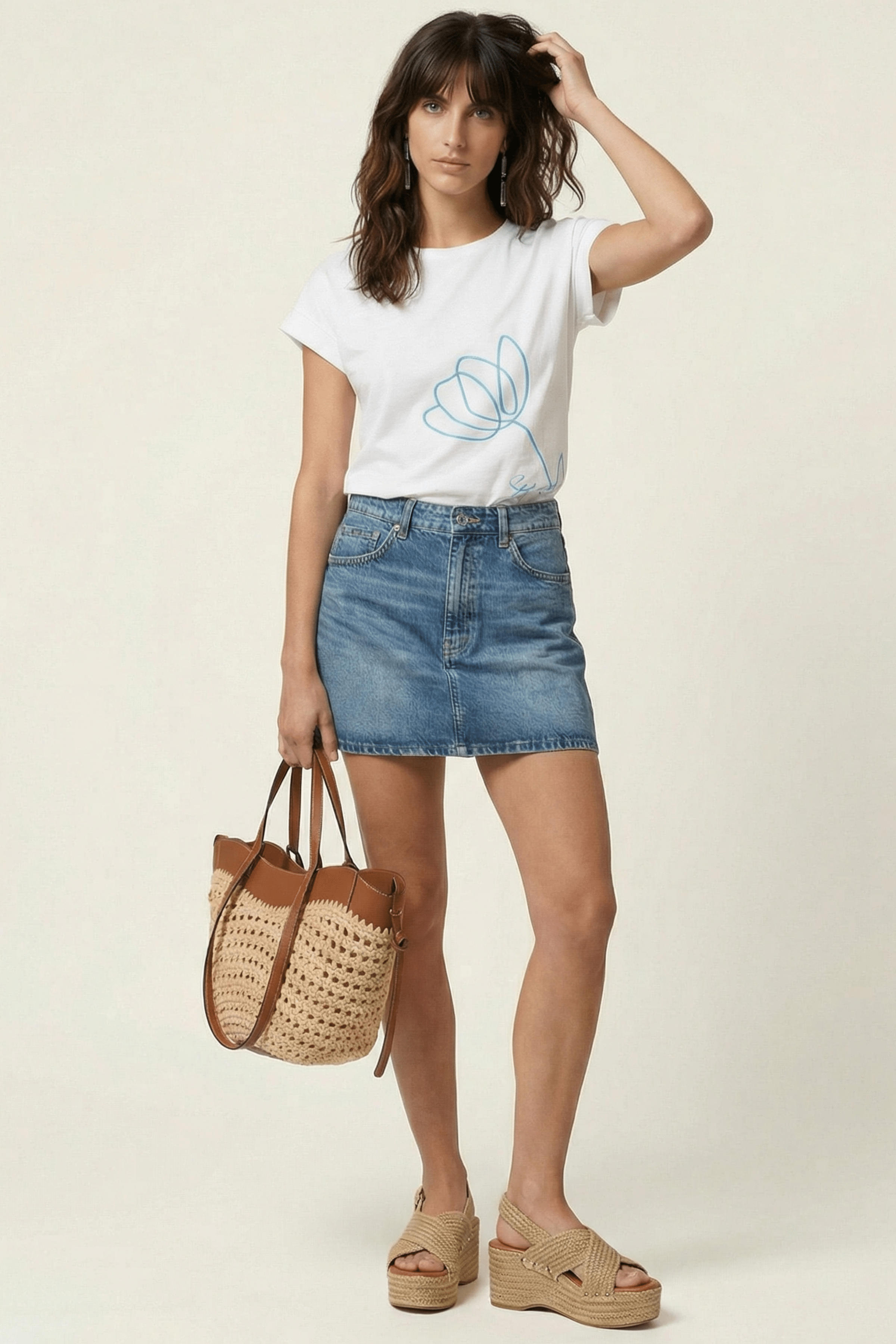 Camiseta blanca con bordado flor en cordon Lolitas&L - lolitasyl.com