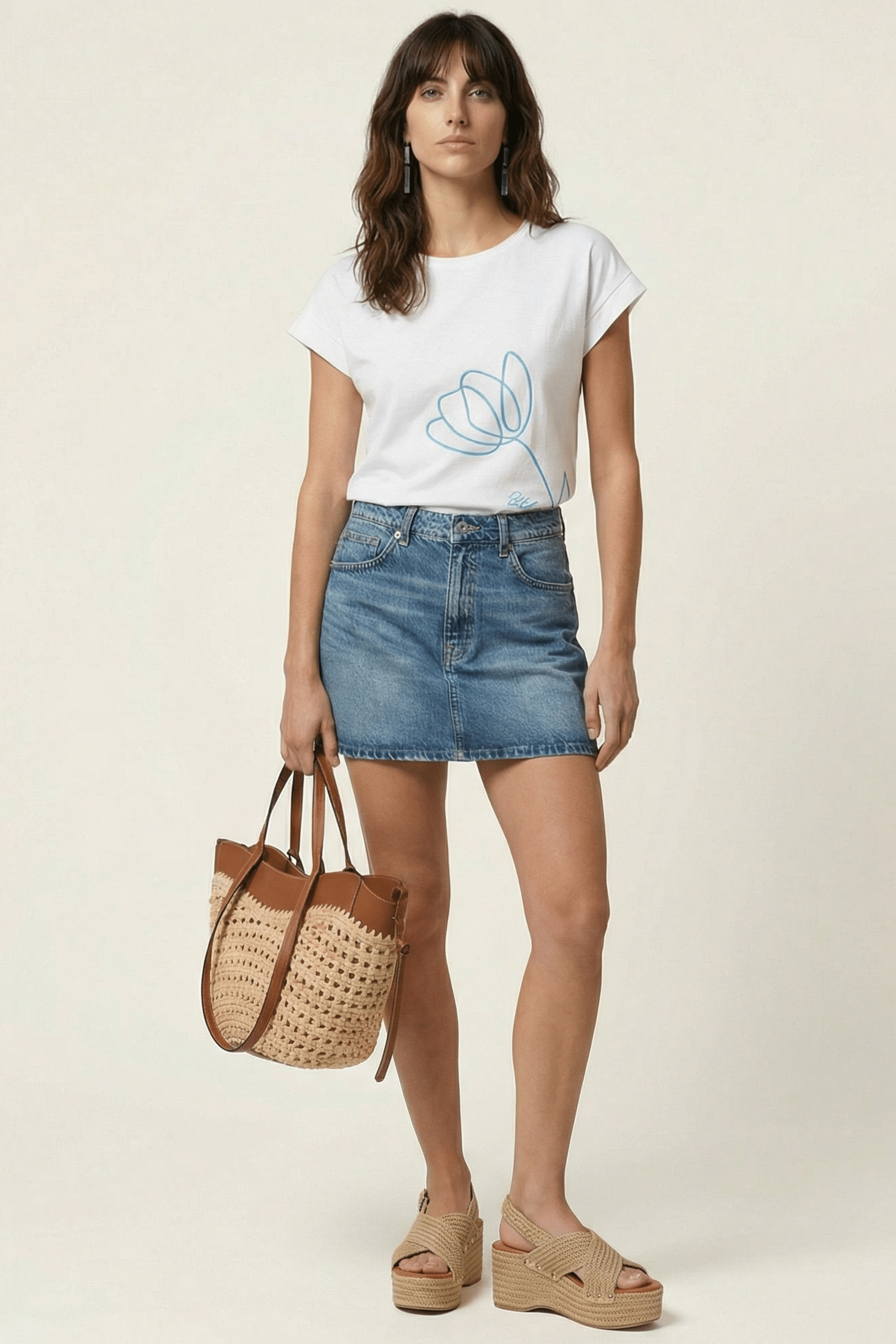 Camiseta blanca con bordado flor en cordon Lolitas&L - lolitasyl.com