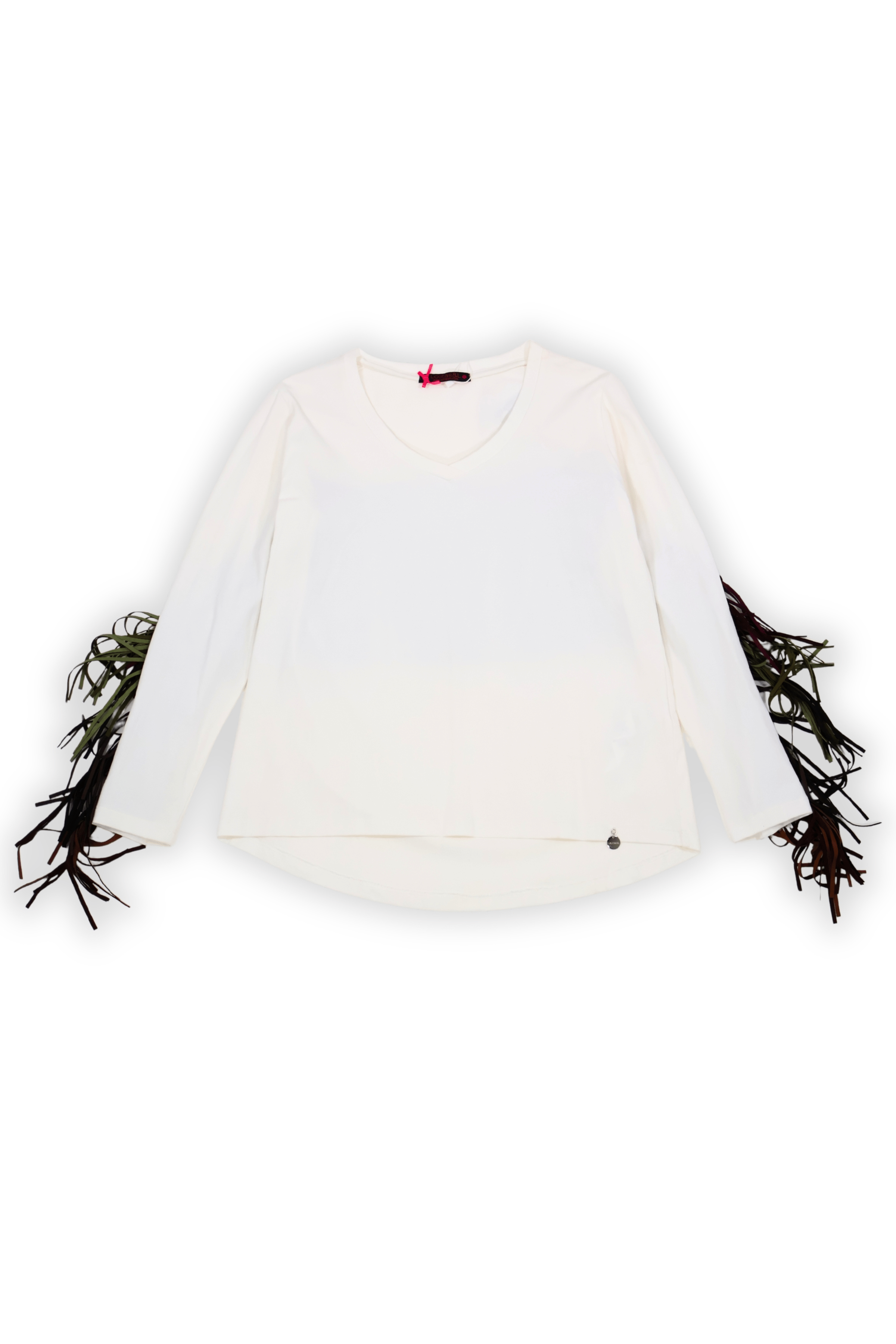 Camiseta blanca con flecos en espalda manga larga Lolitas&L - lolitasyl.com