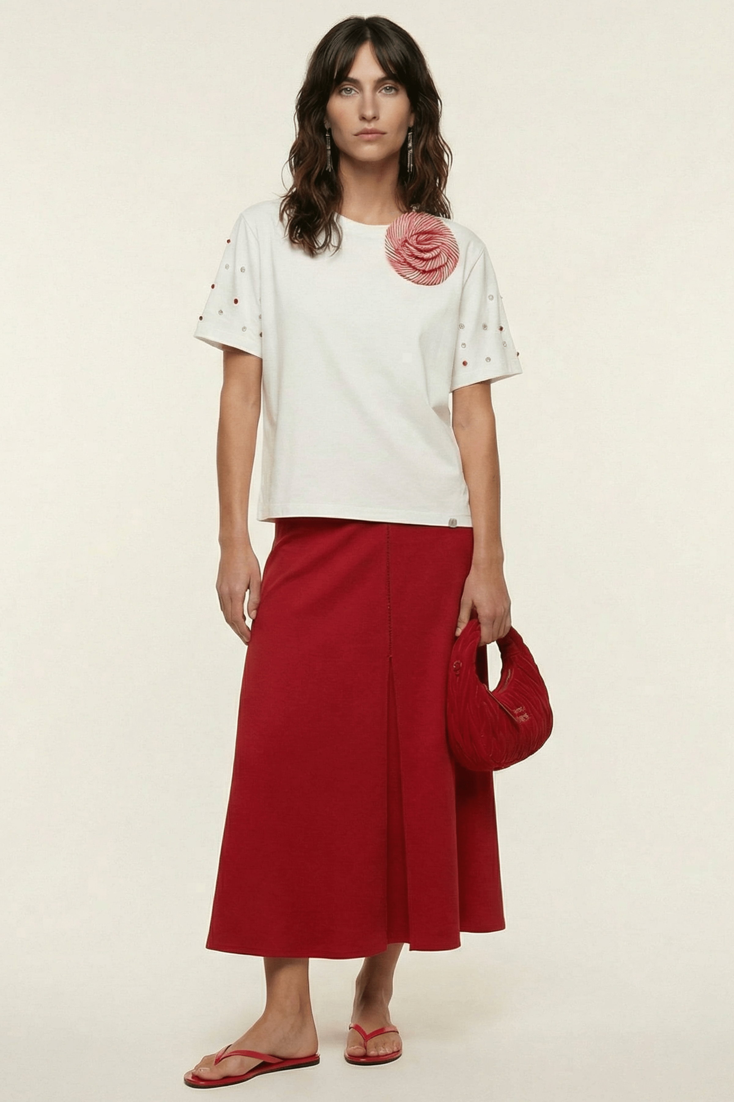 Camiseta blanca con flor y strass rosa Lolitas&L - lolitasyl.com