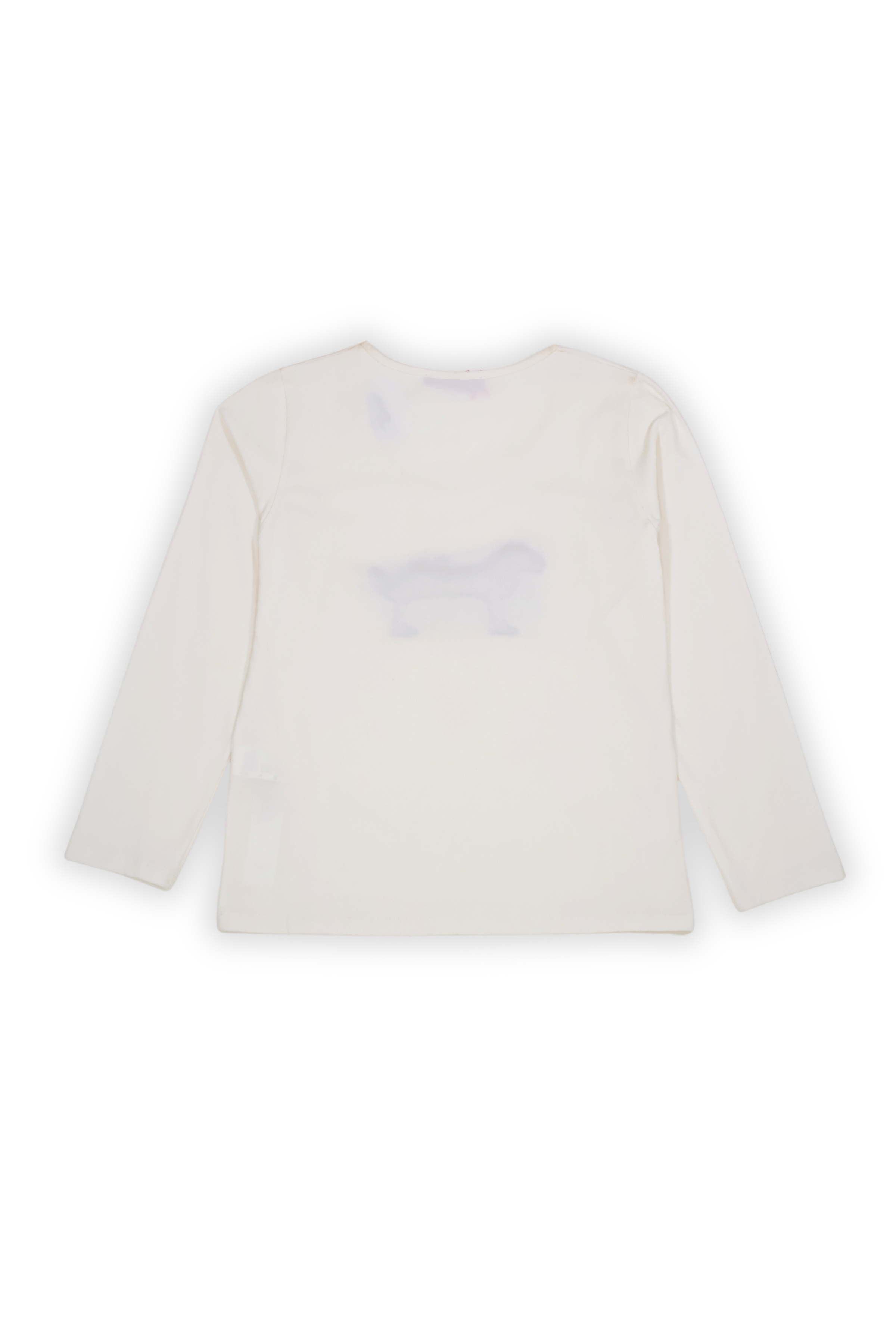 Camiseta blanca con perro bordado de flecos manga larga Lolitas&L - lolitasyl.com