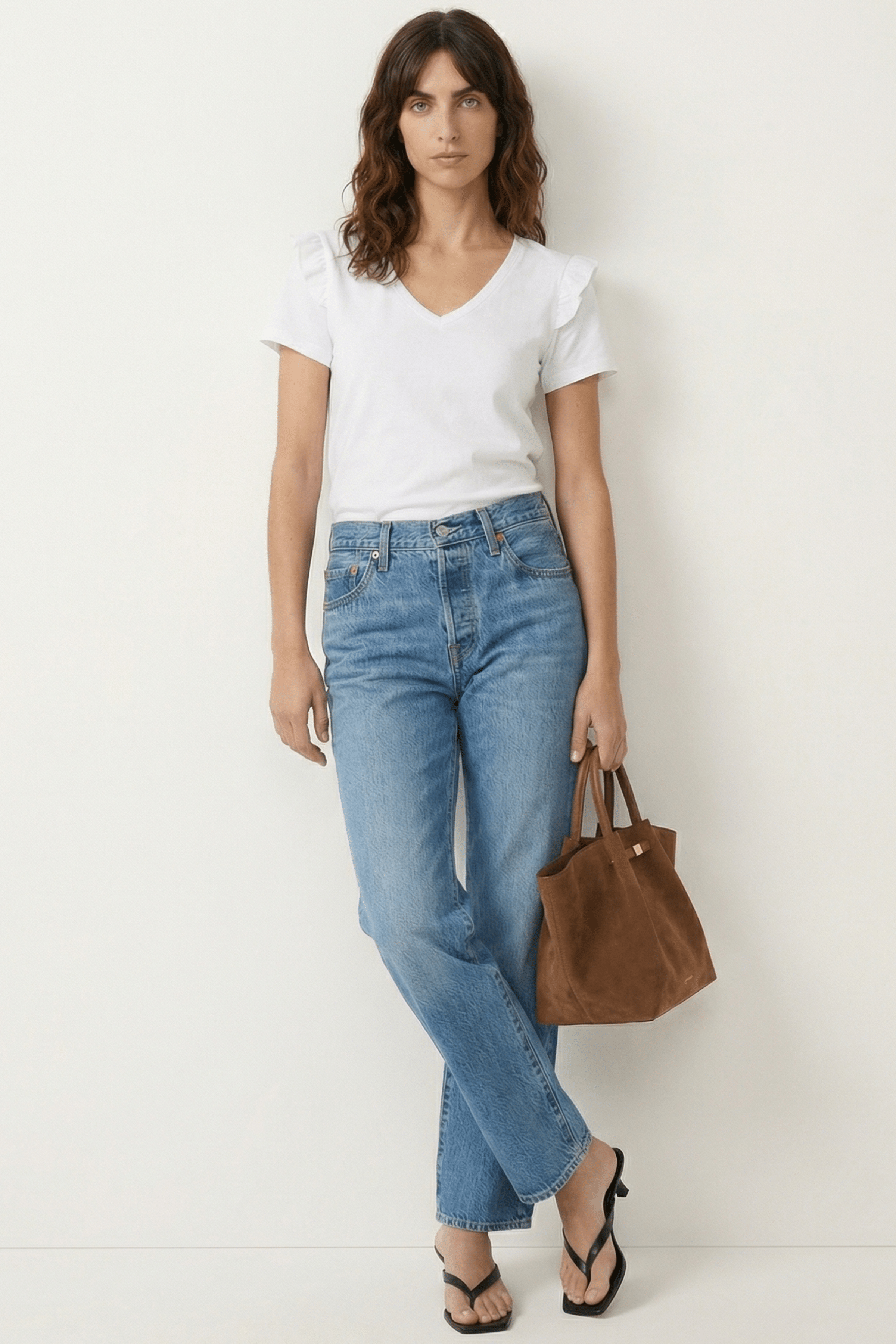 Camiseta blanca con volante en hombros Lolitas&L - lolitasyl.com