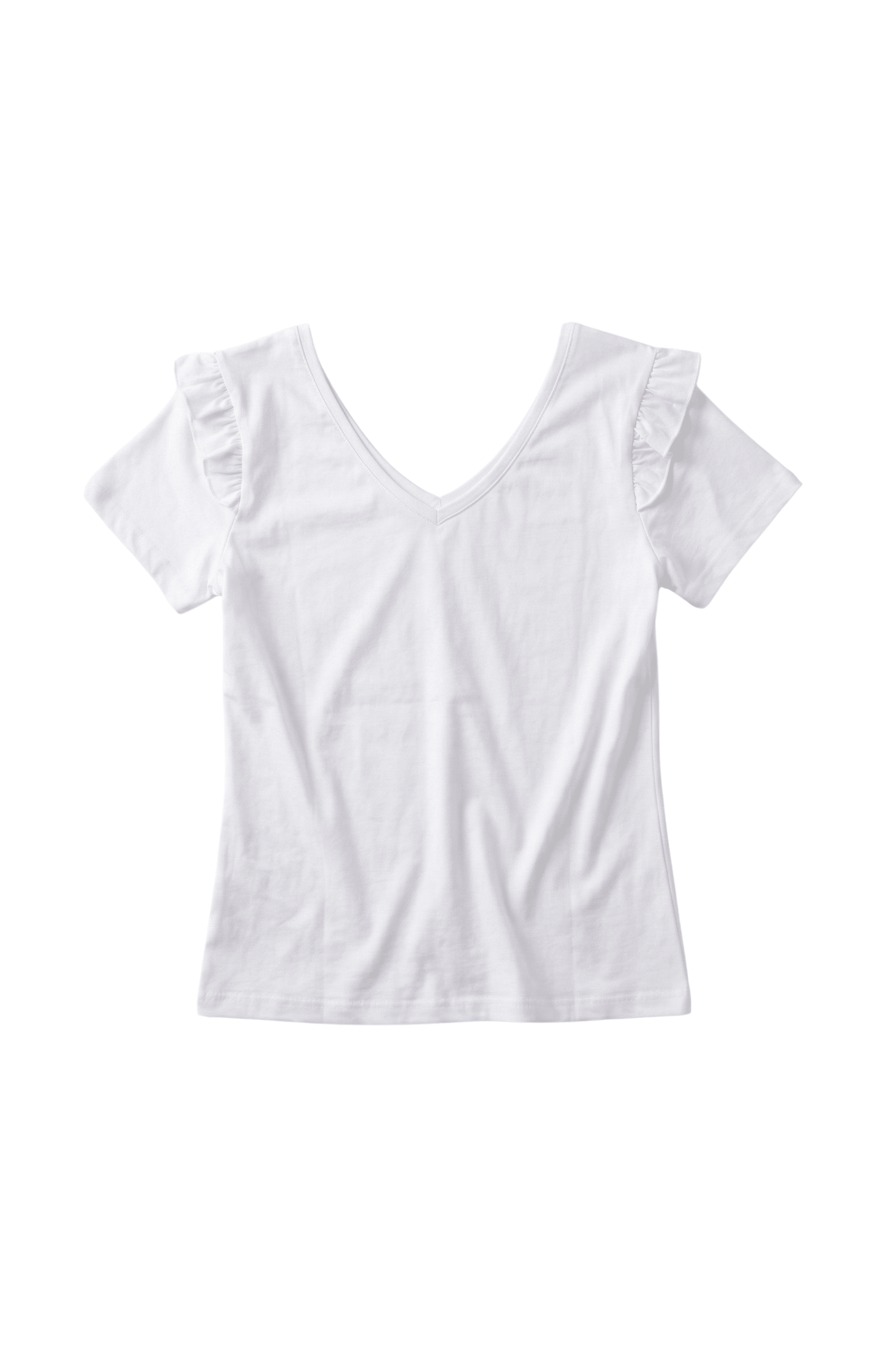 Camiseta blanca con volante en hombros Lolitas&L - lolitasyl.com