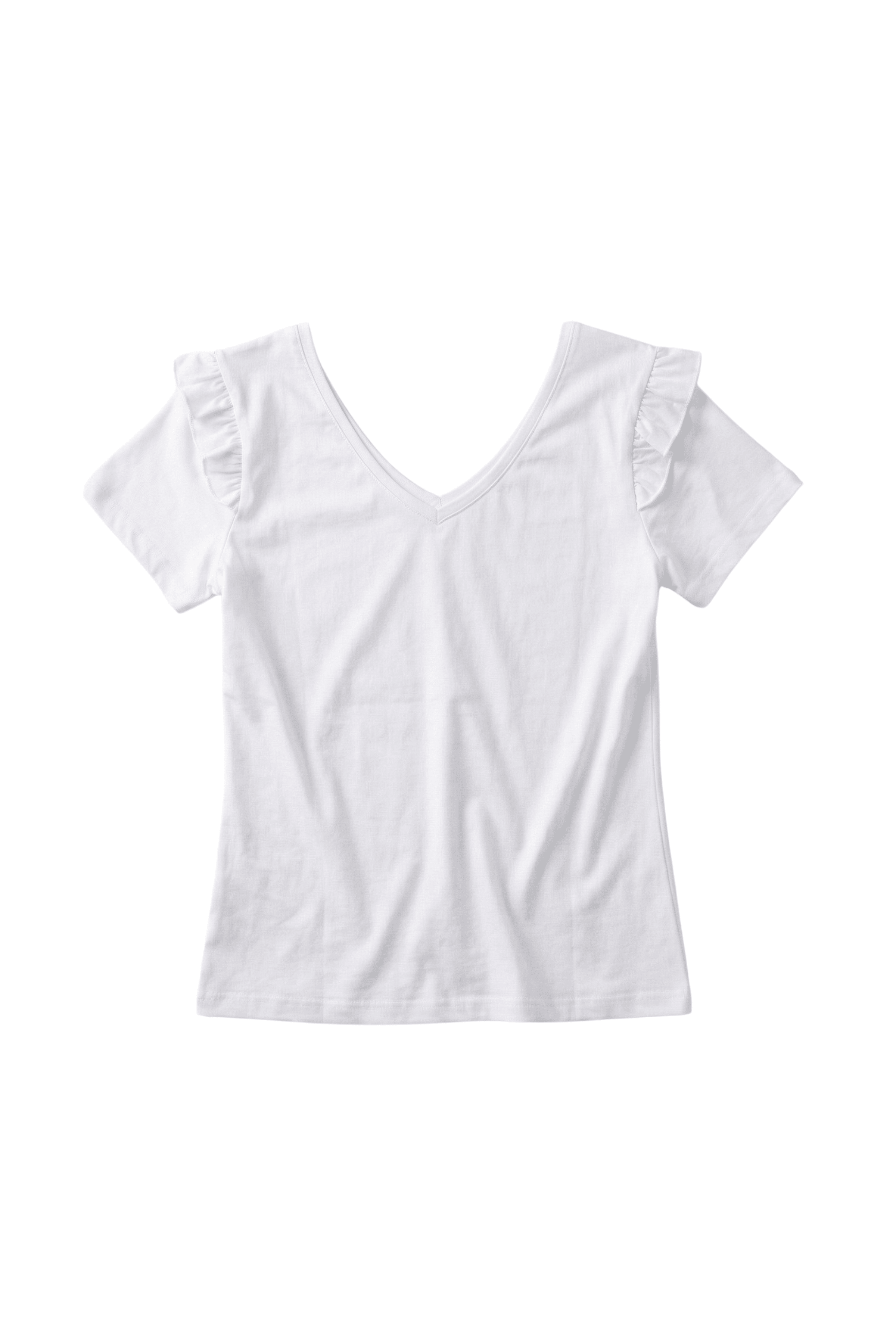 Camiseta blanca con volante en hombros Lolitas&L - lolitasyl.com