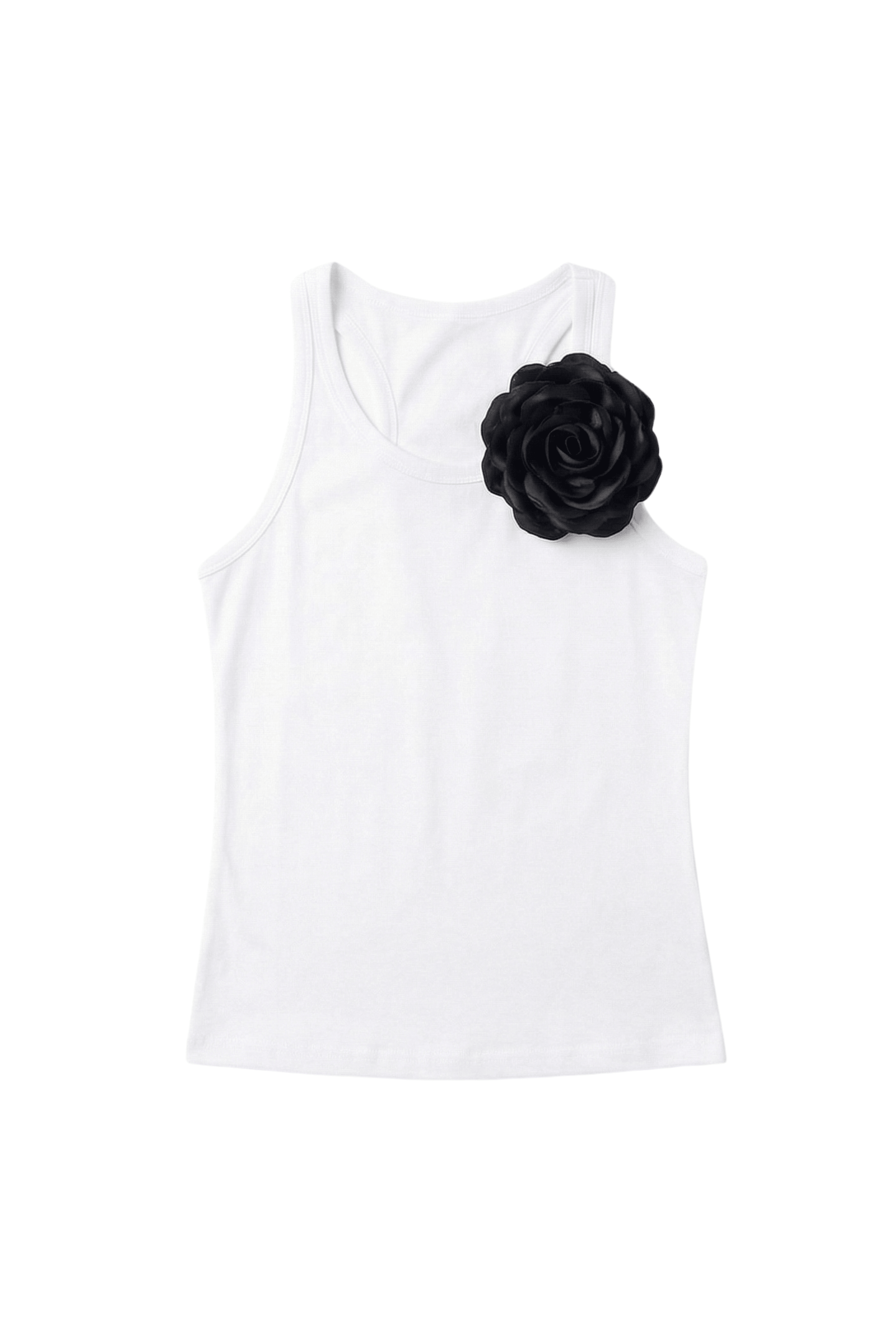Camiseta blanca de tirantes con aplicacion en flor Lolitas&L - lolitasyl.com